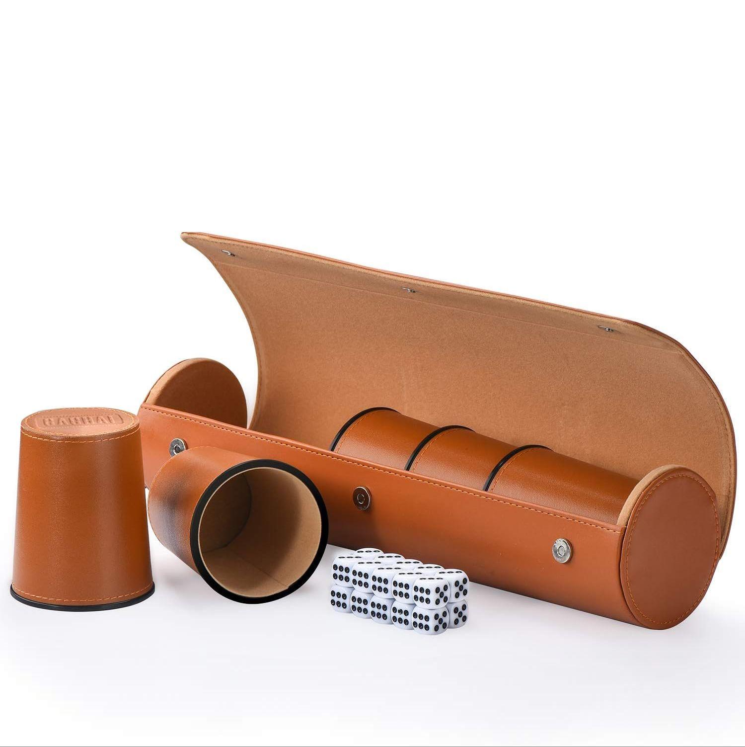 Set De 5 Cachos Cuero PU Dados Cachai Juego De Mesa Familiar -0