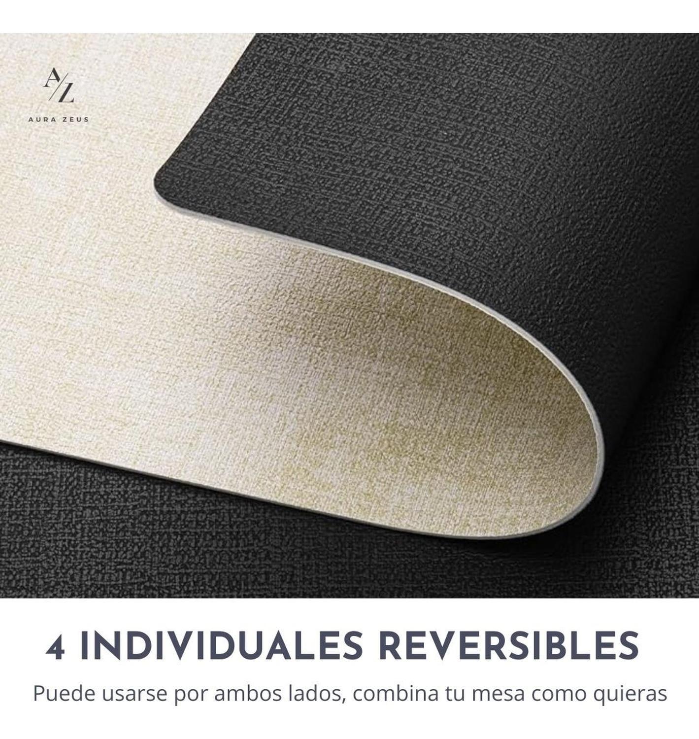 Set 4 Individuales Impermeable Ecocuero Antimancha 2 En 1-2
