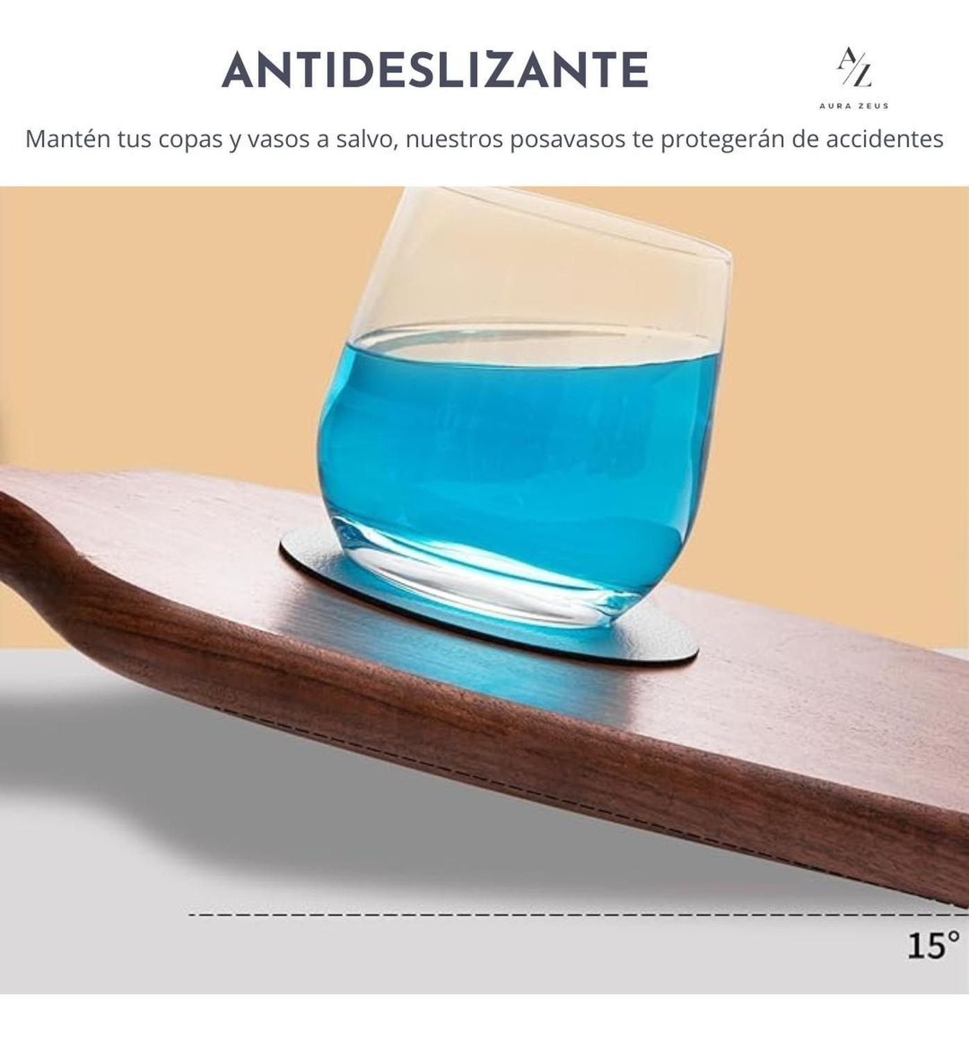 Set 4 Posavasos Redondos Antimanchas Ecocuero Mesa 2 En 1 Ci-3