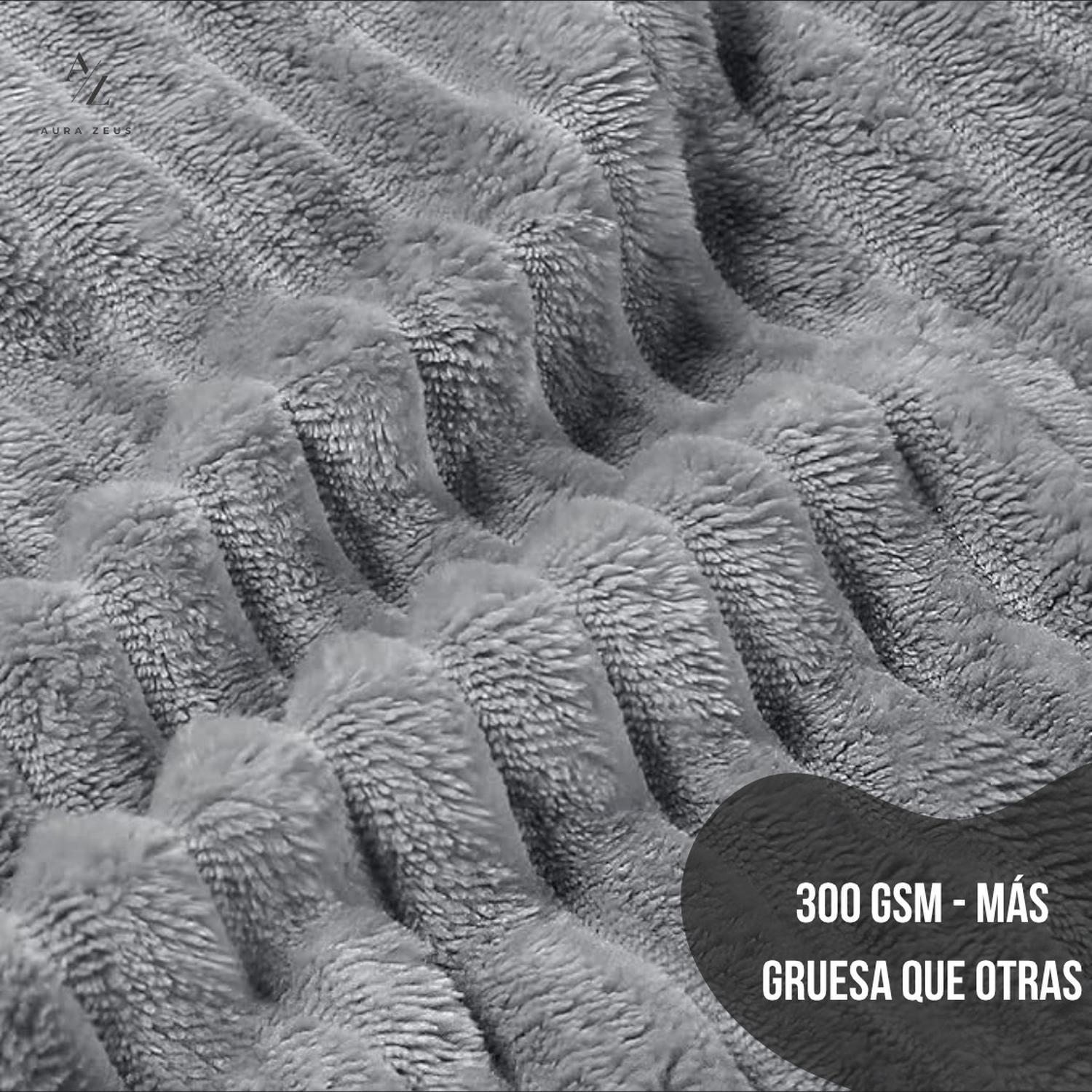 Frazada 2 Plazas / King Manta Termica Rayas Polar Lana Az 2 King Gris Oscuro-2
