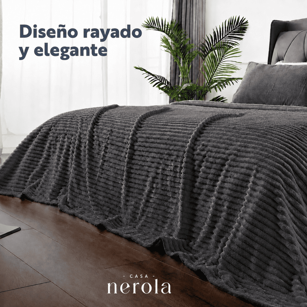 Frazada Manta Piecera Termica Sherpa Gris 1,5 Plazas/ 2 Plazas/ King Casa Nerola-2