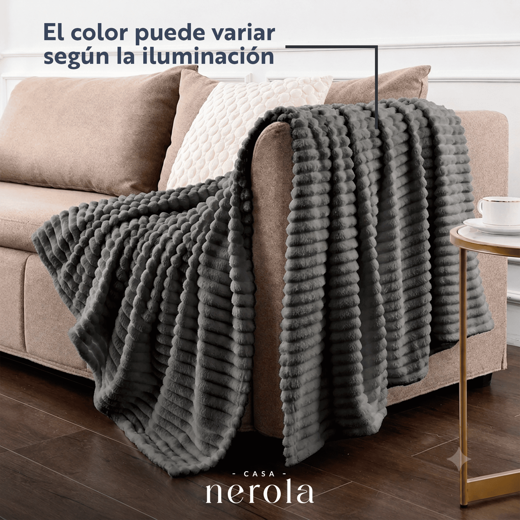 Frazada Manta Piecera Termica Sherpa Gris 1,5 Plazas/ 2 Plazas/ King Casa Nerola-4