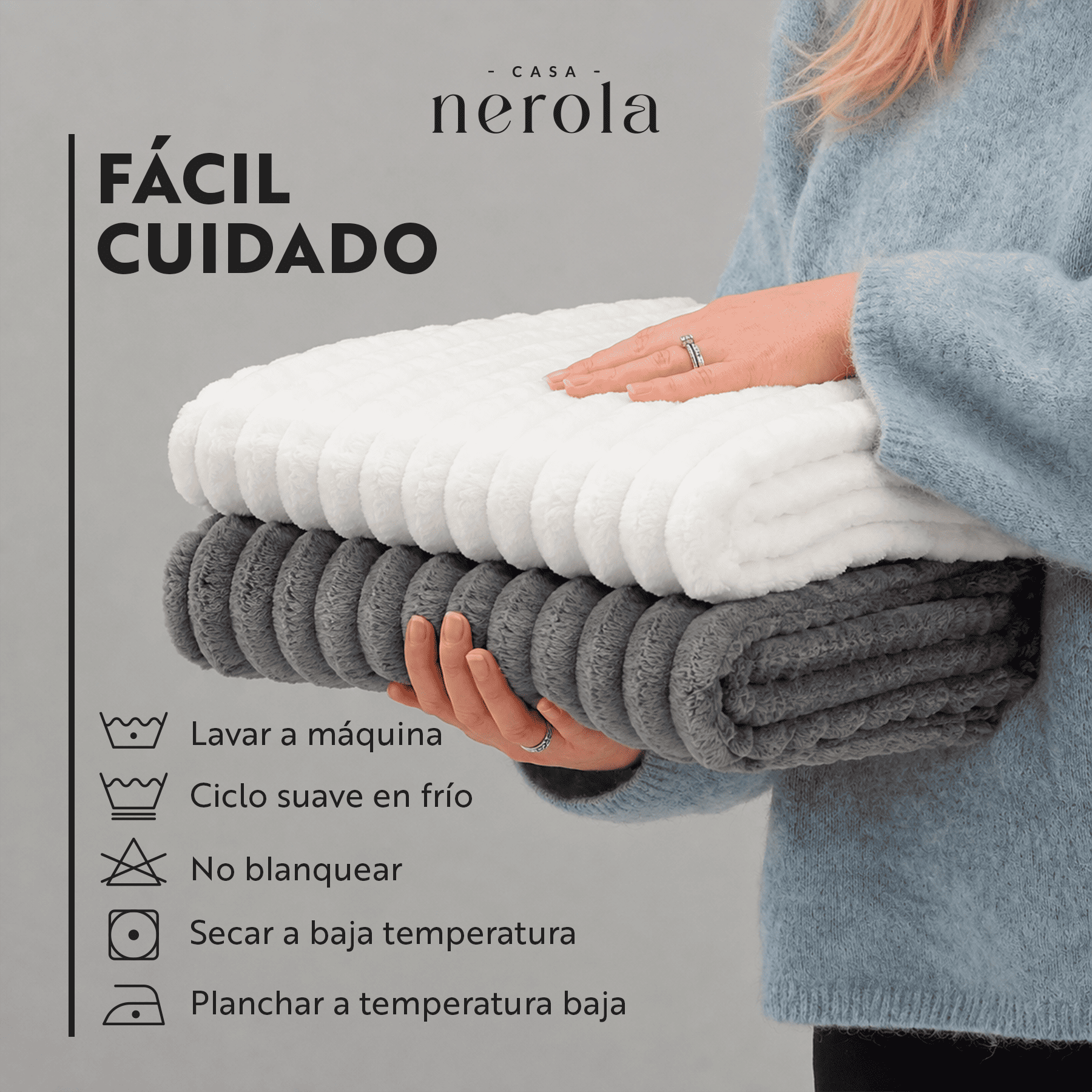 Frazada Manta Piecera Termica Sherpa Gris 1,5 Plazas/ 2 Plazas/ King Casa Nerola-7