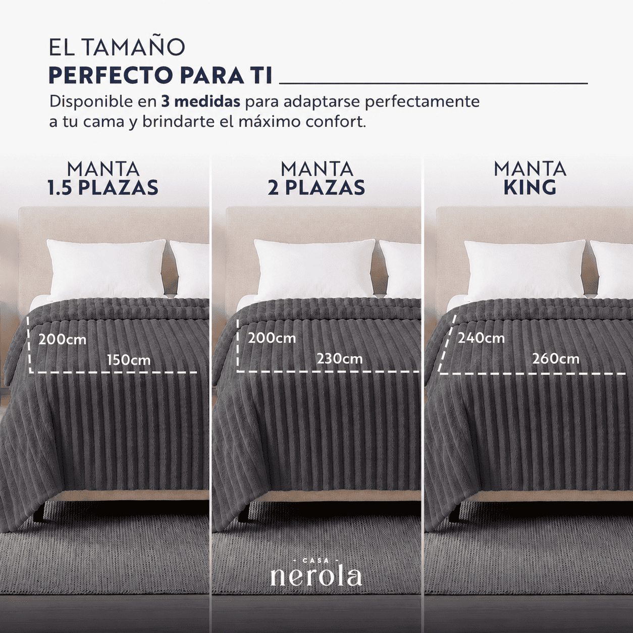 Frazada Manta Piecera Termica Sherpa Gris 1,5 Plazas/ 2 Plazas/ King Casa Nerola-9
