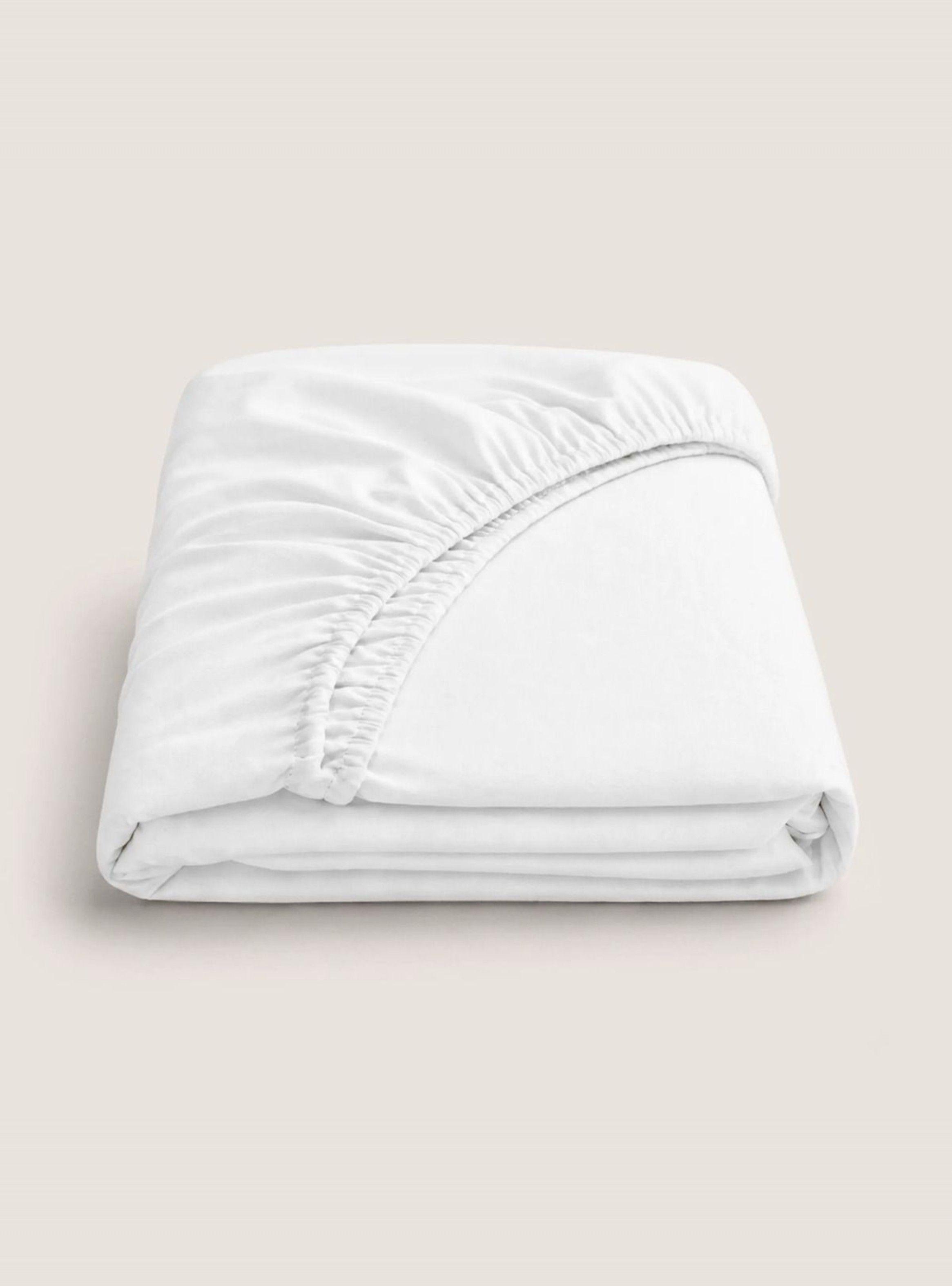 Sábana Bajera Ajustable 100% Algodón 200 Hilos 2 Plazas Blanco-0