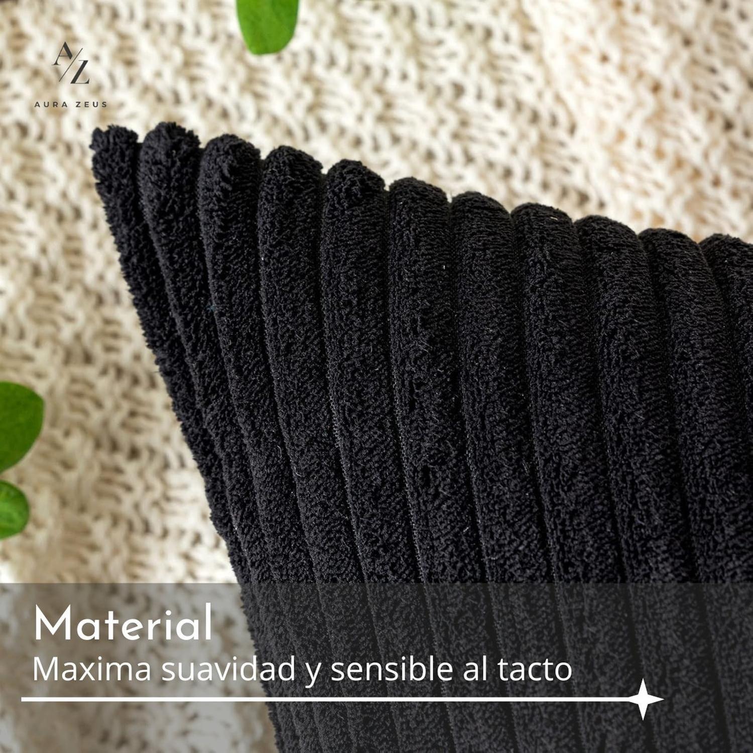 Set De 2 Fundas De Cojin Sillon Terraza Suave 45 X 45 Cm Az Negro-2