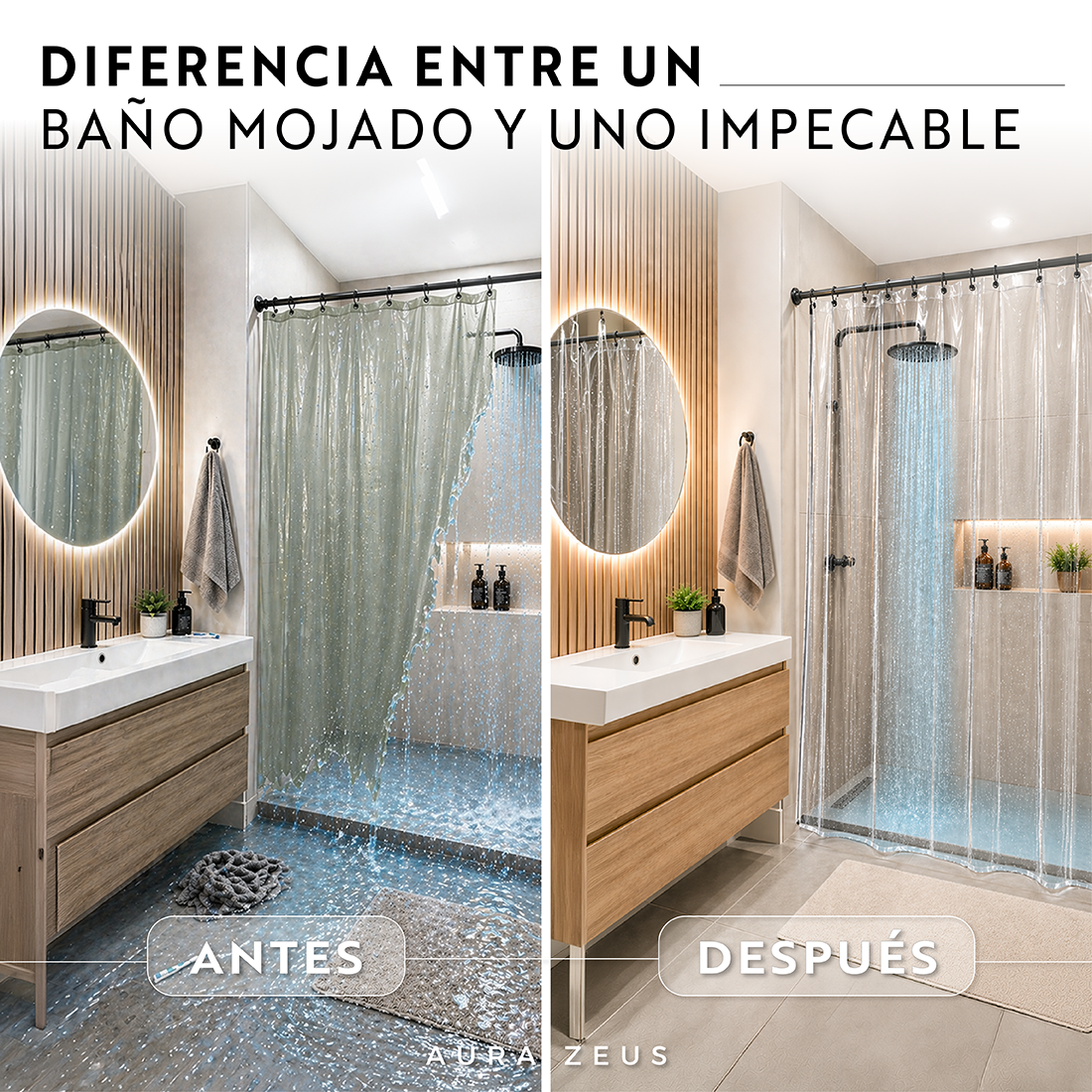 Forro Cortina Baño Ducha Con Iman 180x180 Plastico Az Transparente Impermeable-1