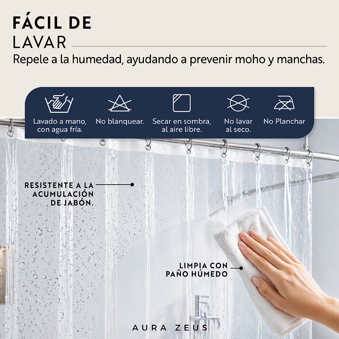 Forro Cortina Baño Ducha Con Iman 180x180 Plastico Az Transparente Impermeable-2