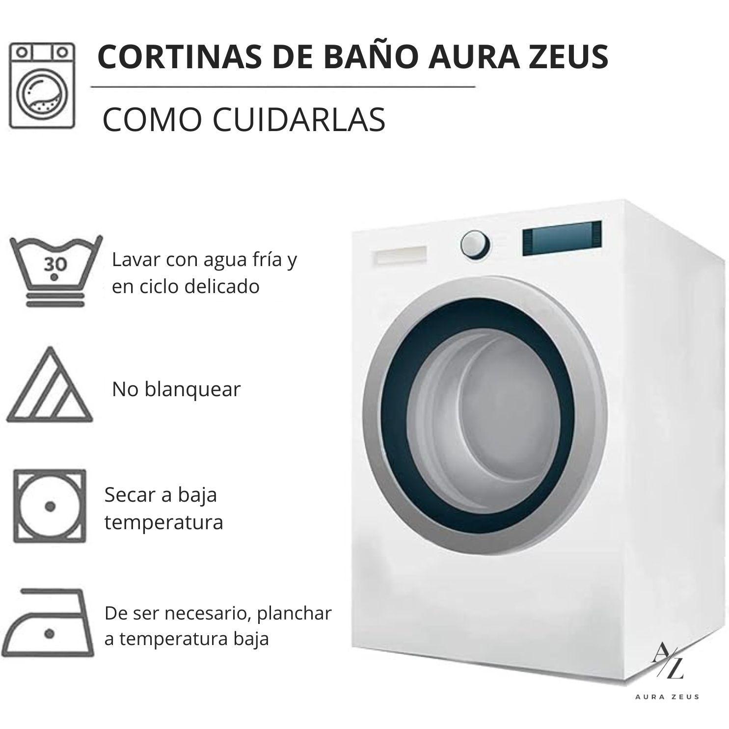 Cortina De Baño Tela + Forro + 12 Ganchos 200 X 180 Cm Juego Tela Ducha Az-5
