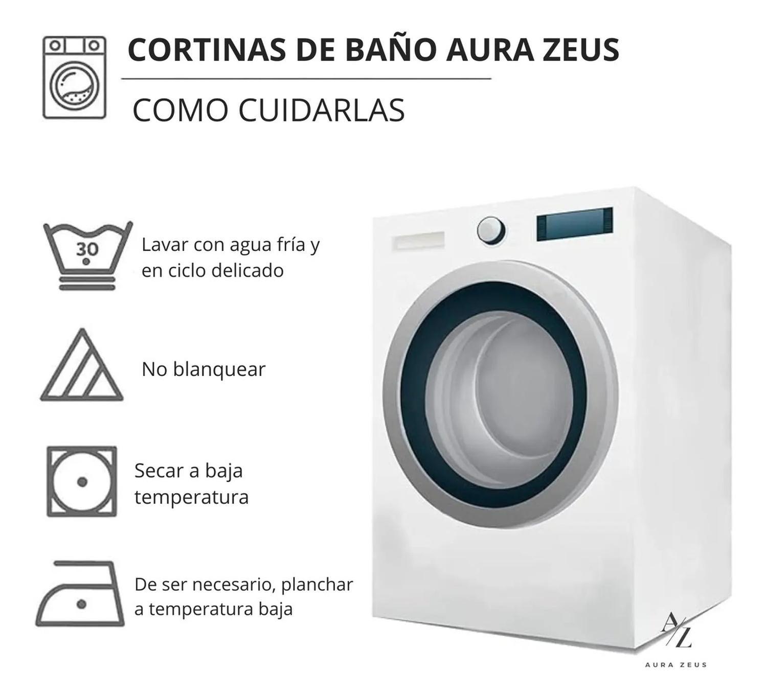 Cortina De Baño Tela + Forro + 12 Ganchos 180 X 180 Juego Az-5