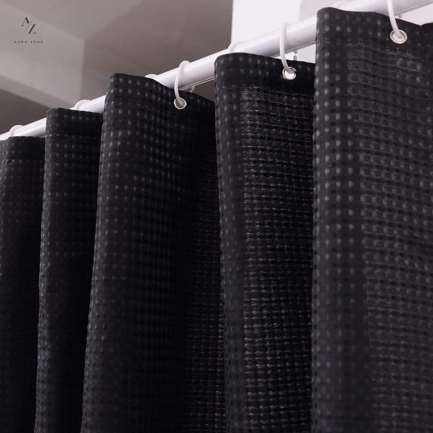 Cortina De Baño Tela + Forro + 12 Ganchos 180 X 180 Juego Az-7