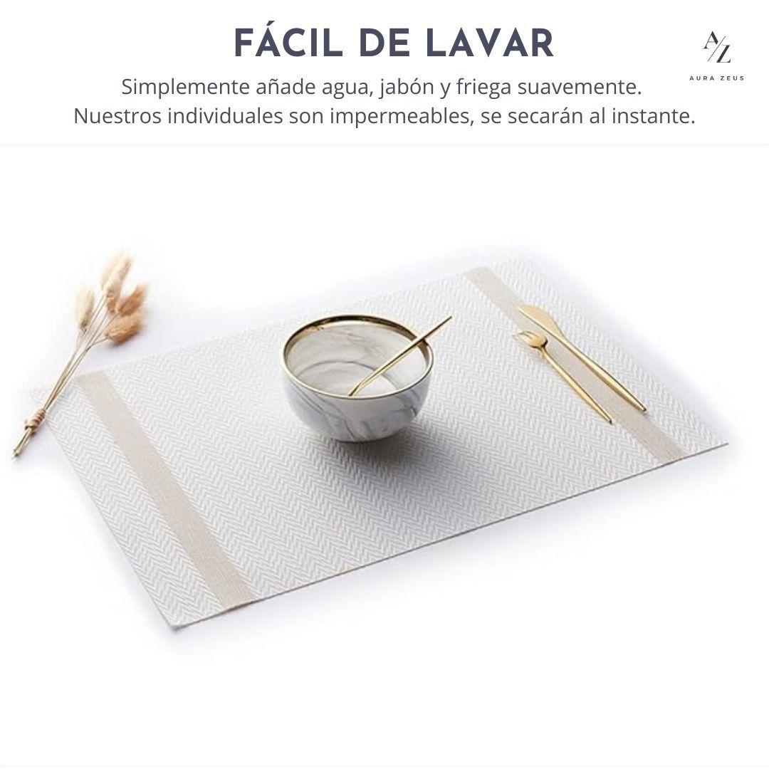 Set De 4 Individuales Para Mesa Mantel Impermeables Elegante-2
