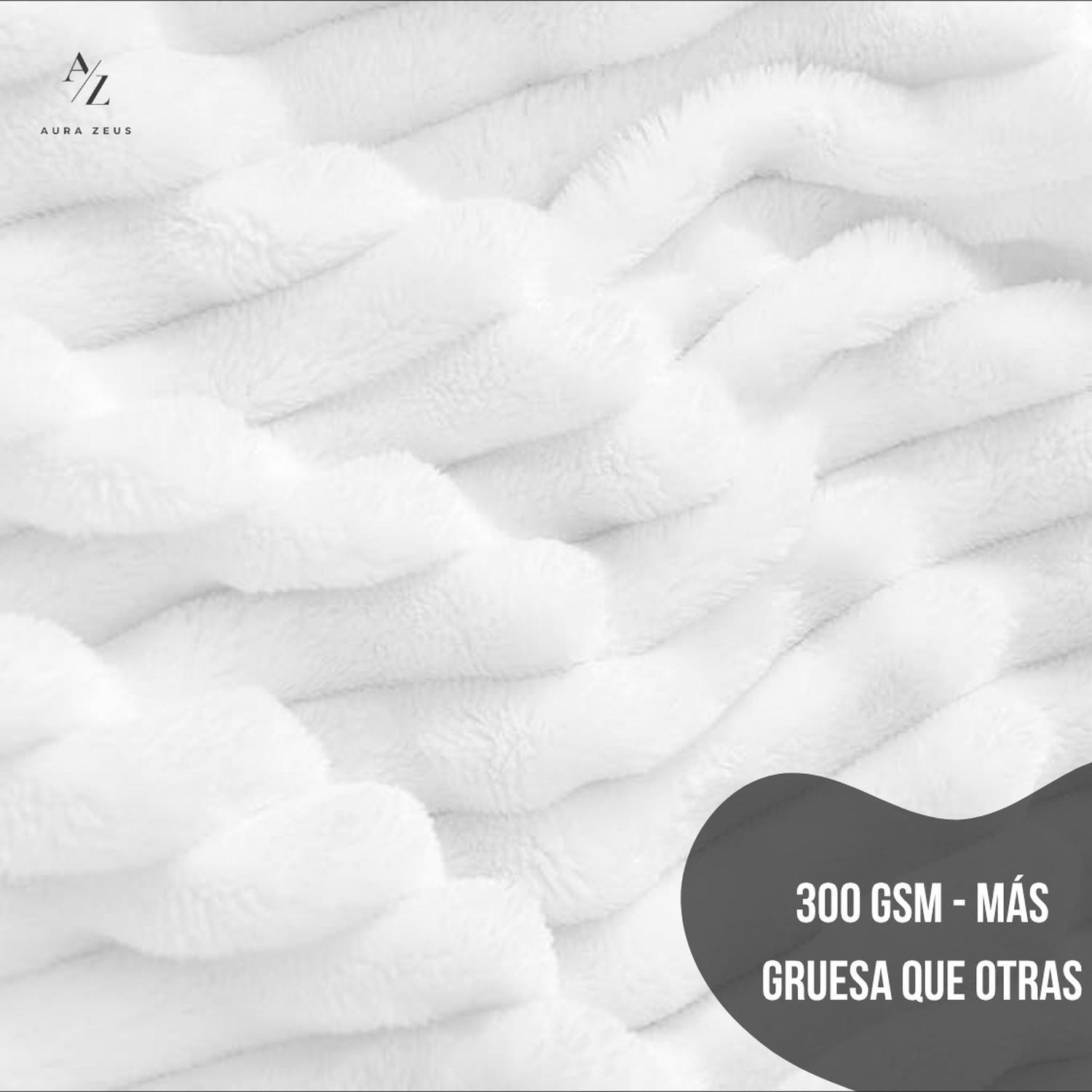 Frazada Manta Piecera 130 X 150 Cm Termica Sherpa Polar Az Rayas Blanco-2