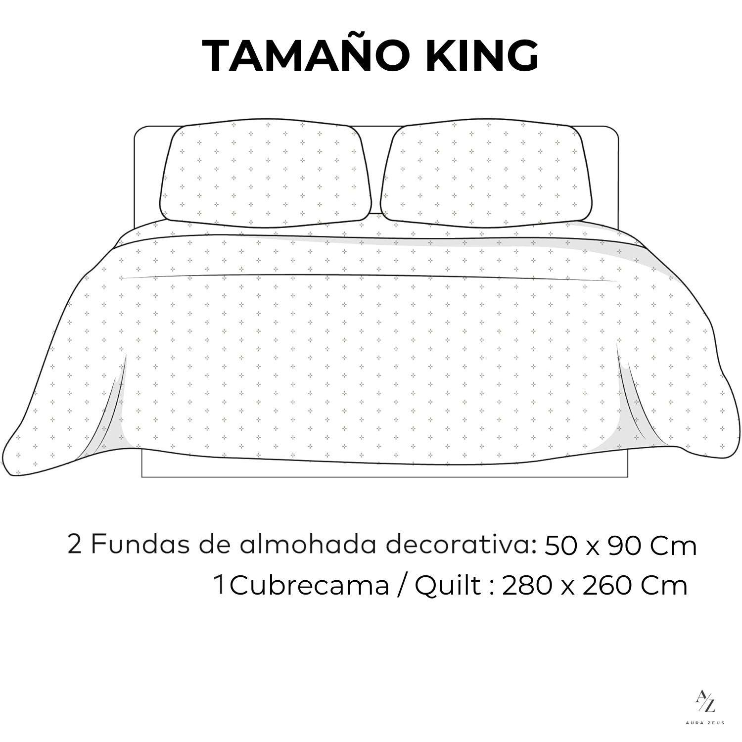 Cubrecama Quilt + Fundas De Almohada Cobertores Acolchado King Aura Zeus-4