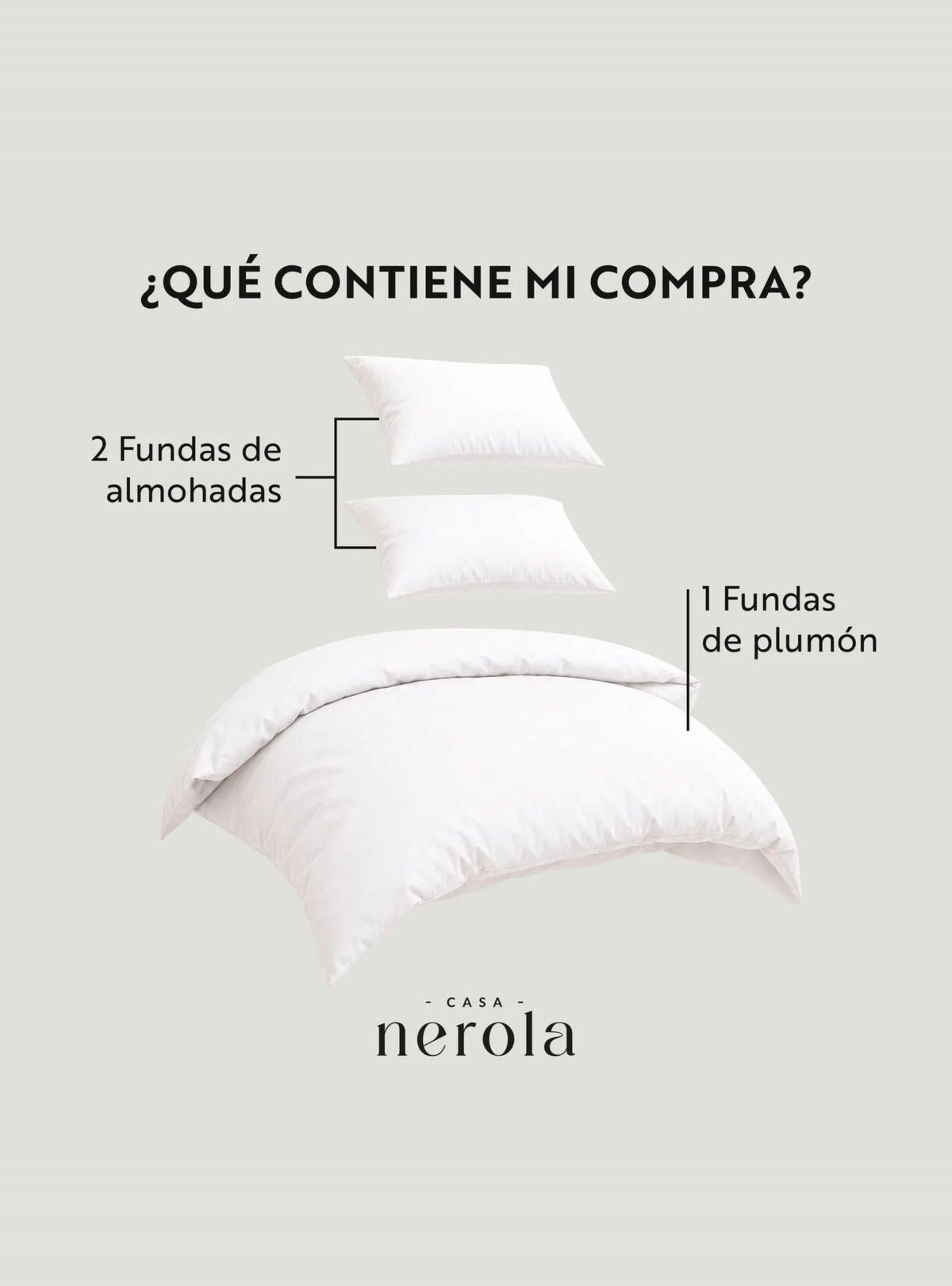 Funda de Plumón + 2 Fundas de Almohada 100% Algodón 200 Hilos 2 Plazas Blanco-2
