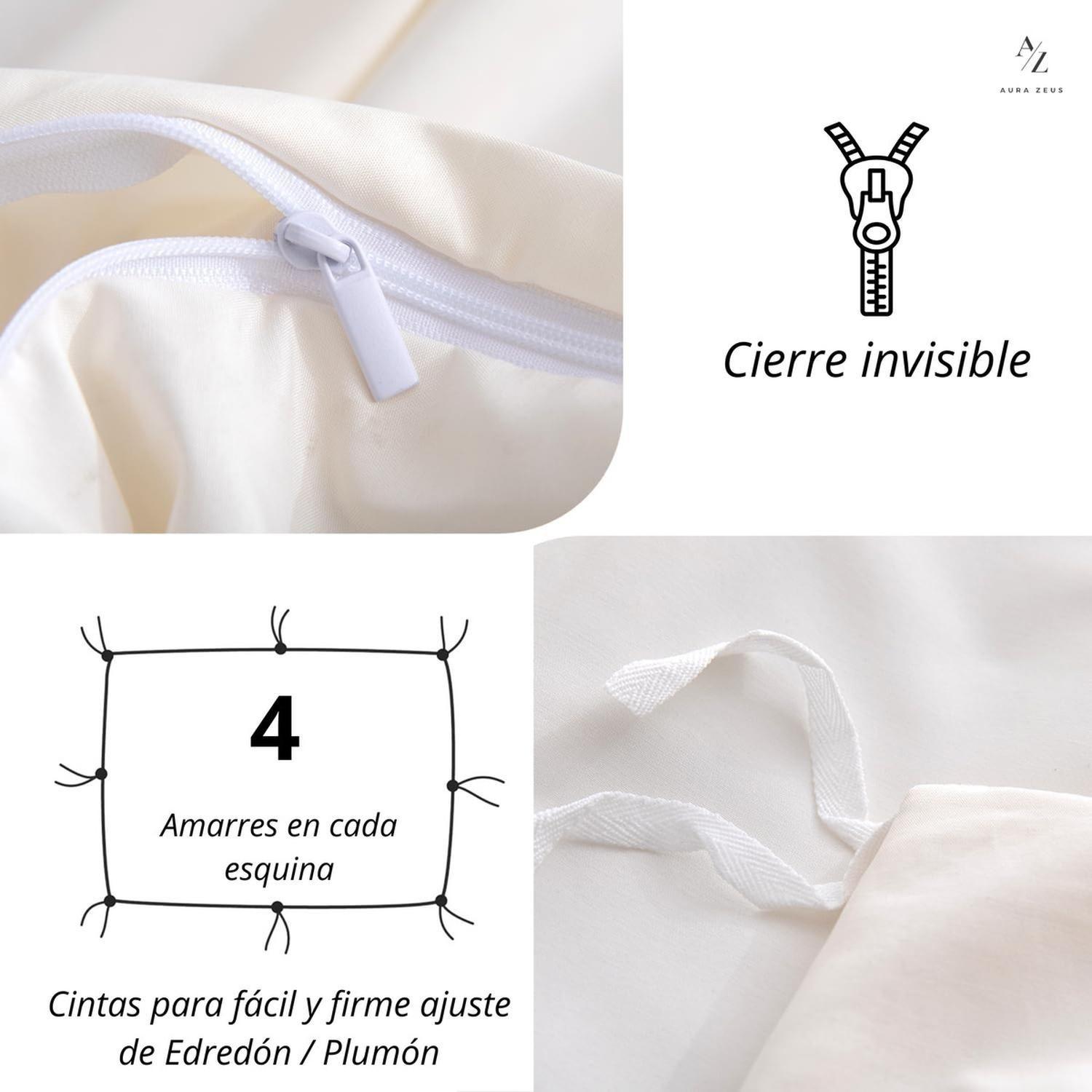 Juego Funda Plumon + Sabana Bajera + Funda Almohada Hilos-3