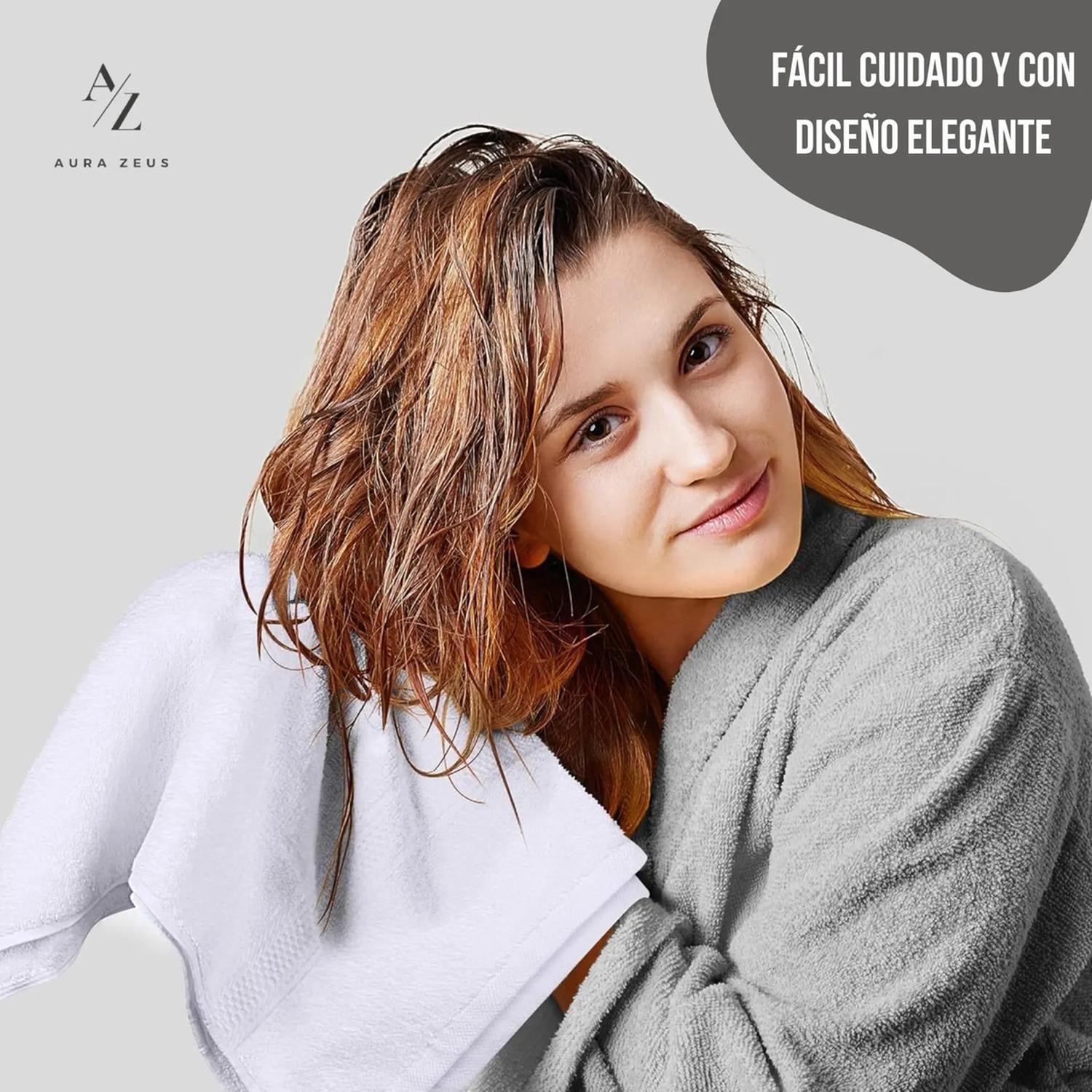 Juego De 12 Toallas Faciales 32x32cm Algodon 500g Baño Az Gr-4