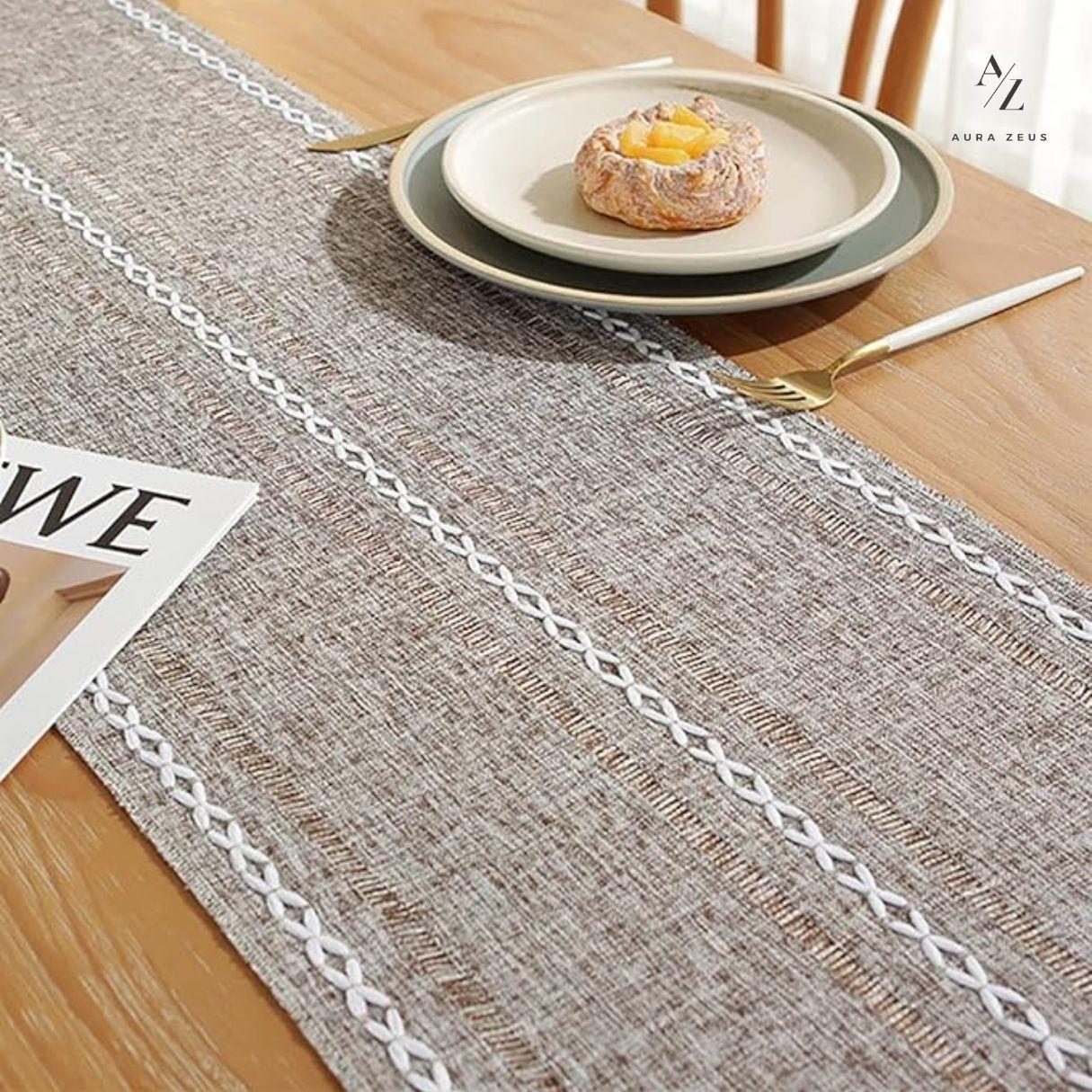 Camino De Mesa Lino Y Algodon Mantel 183x33 Cm Crochet Az-5