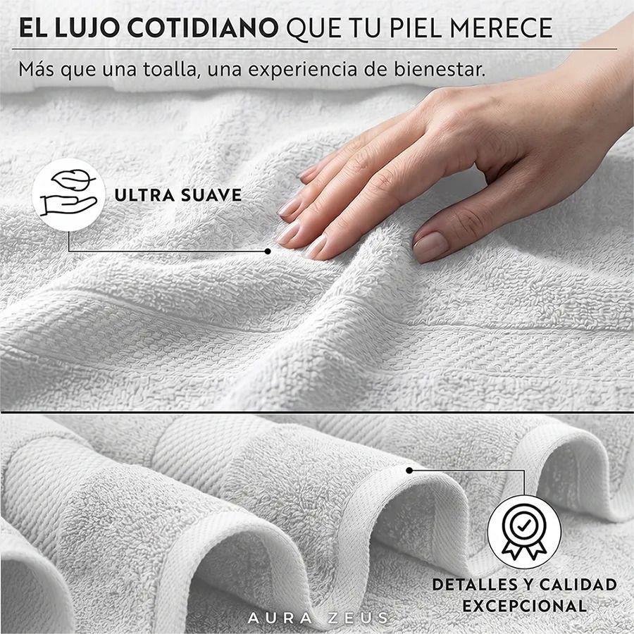 Set De 6 Toallas De Baño Algodon 600gr/m2 Cuerpo Mano Grande Az-6