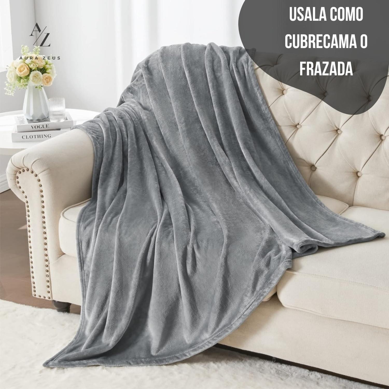 Frazada 2 Plazas / King Manta Termica Chalon Polar Lana Az 2 Plazas Gris Oscuro-3