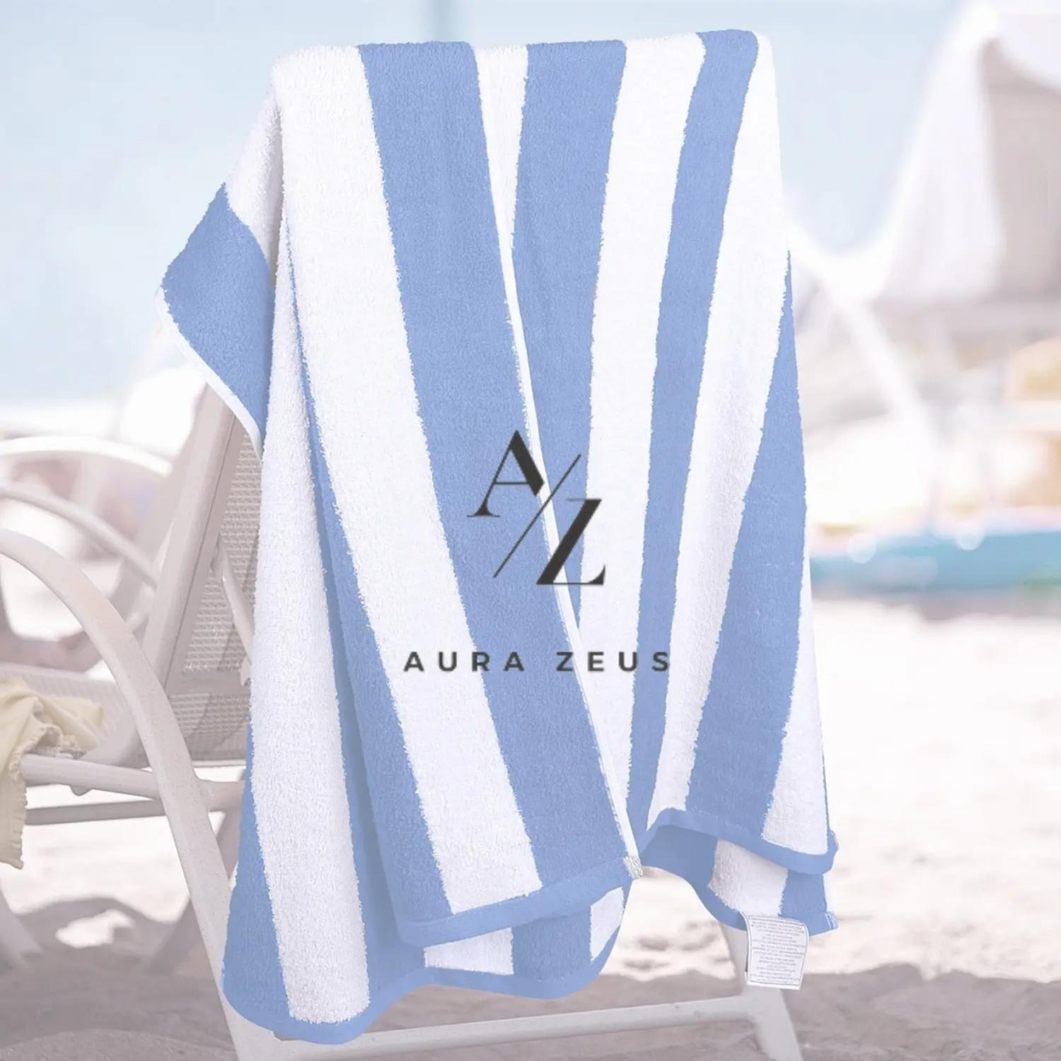 Toalla De Playa Algodon 150x75 Cm Xl Viaje Grande Rayada Az-8
