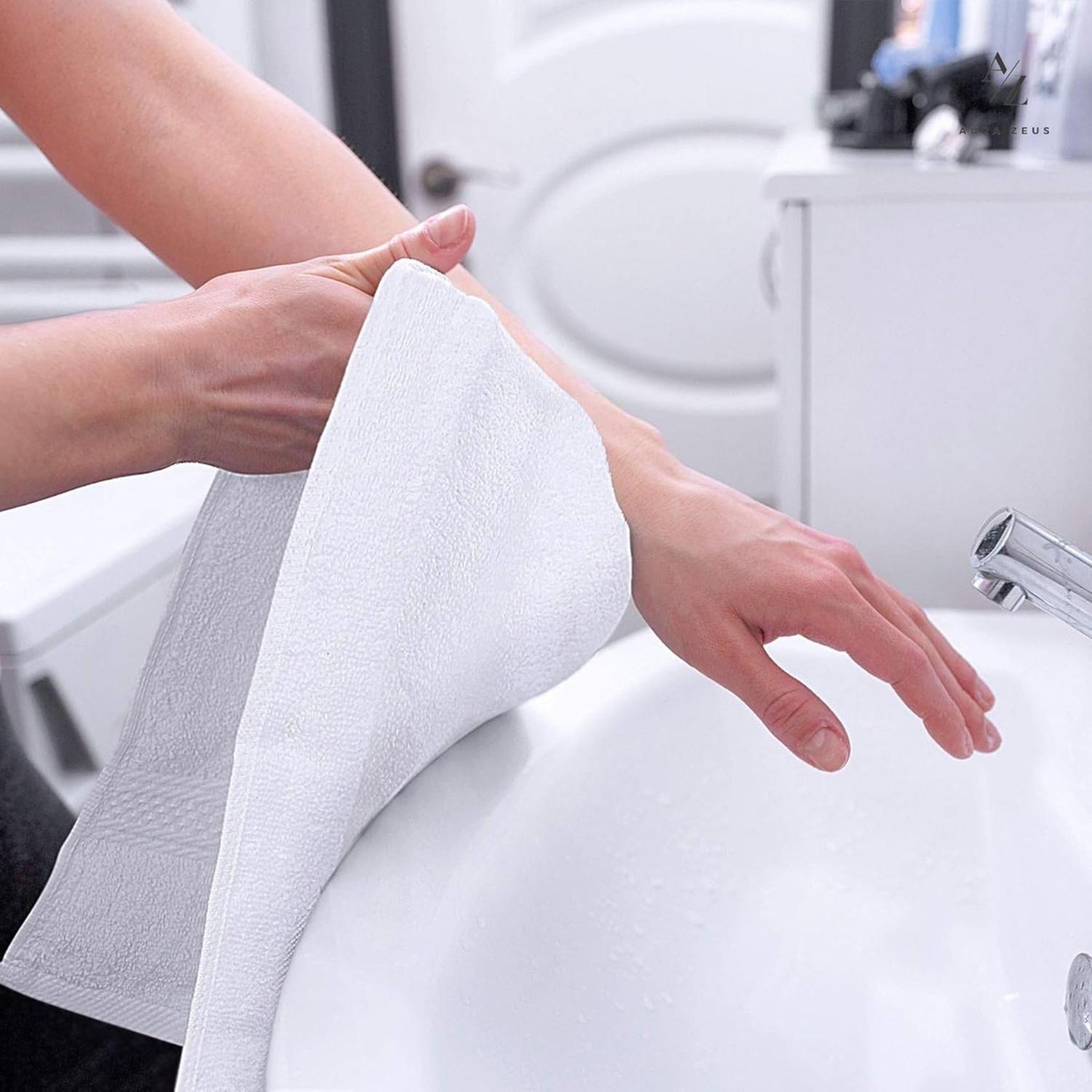 Set De 4 Toallas De Baño Algodon 500gr Cuerpo Mano Grande Az Blanco-6