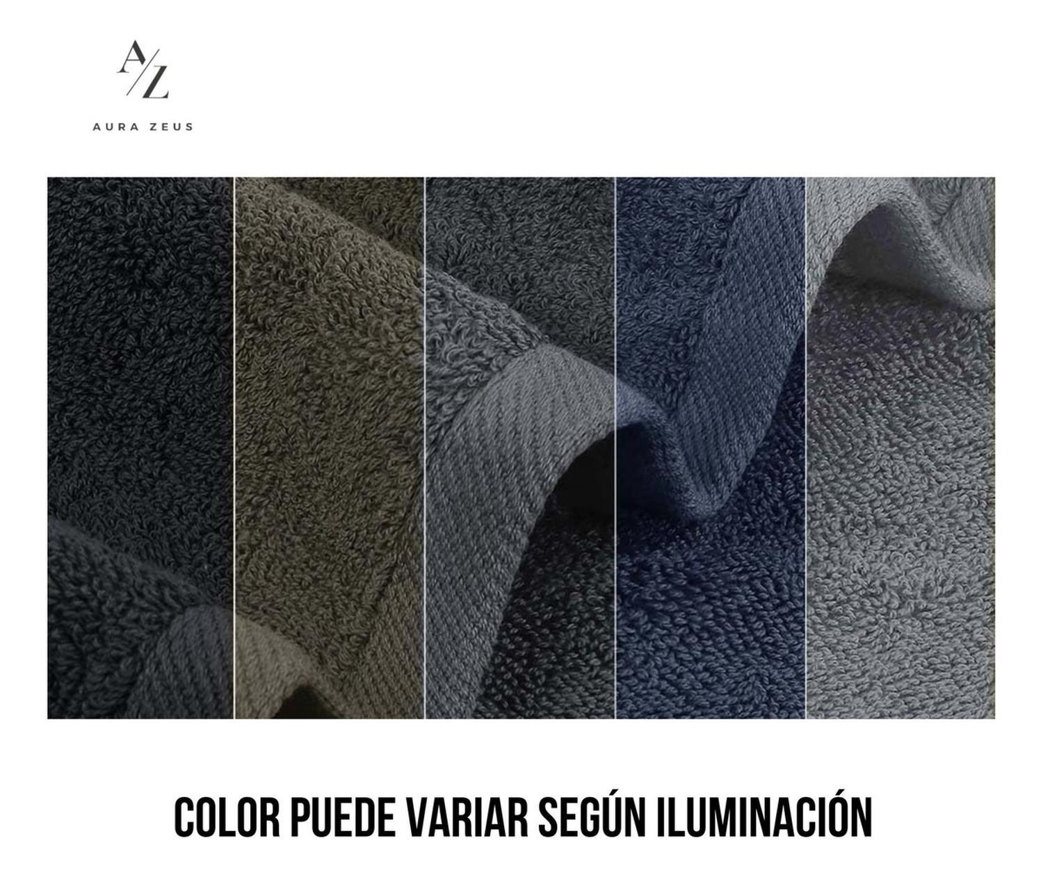 Juego De 2 Toallas De Mano 70x40 Cm Algodon 500g Baño Set Az Gris Oscuro-5