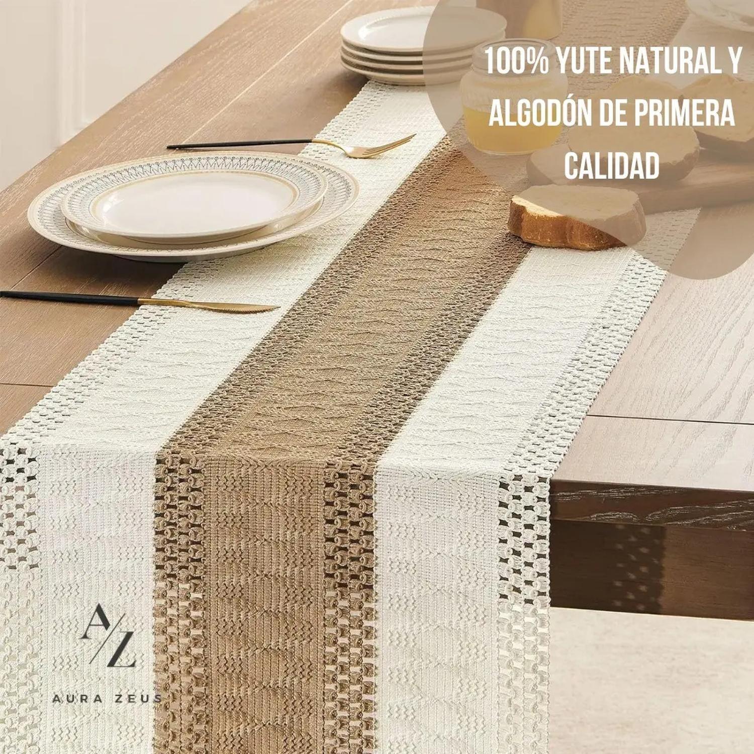 Camino De Mesa Algodon Yute Etnico Mantel De Centro 180x30cm-1
