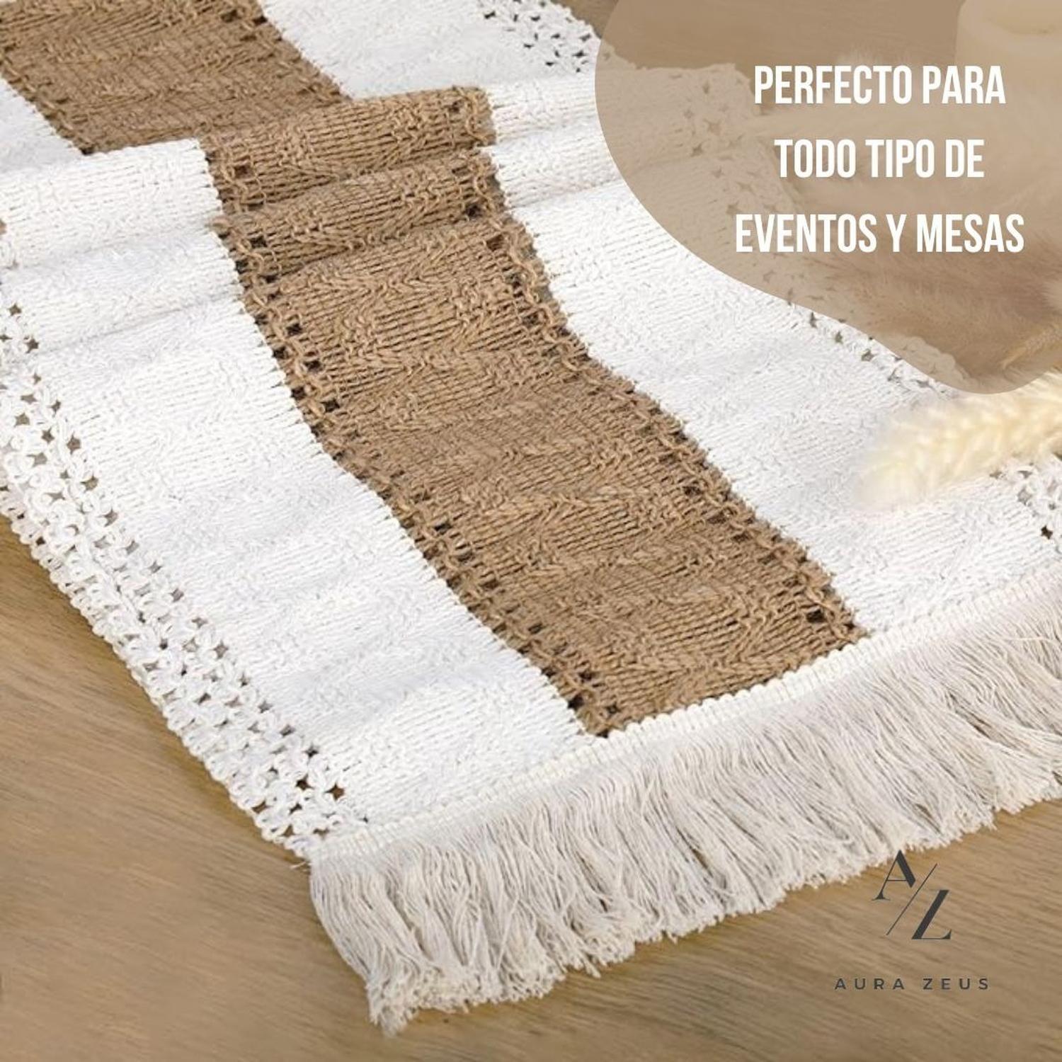 Camino De Mesa Algodon Yute Etnico Mantel De Centro 180x30cm-2