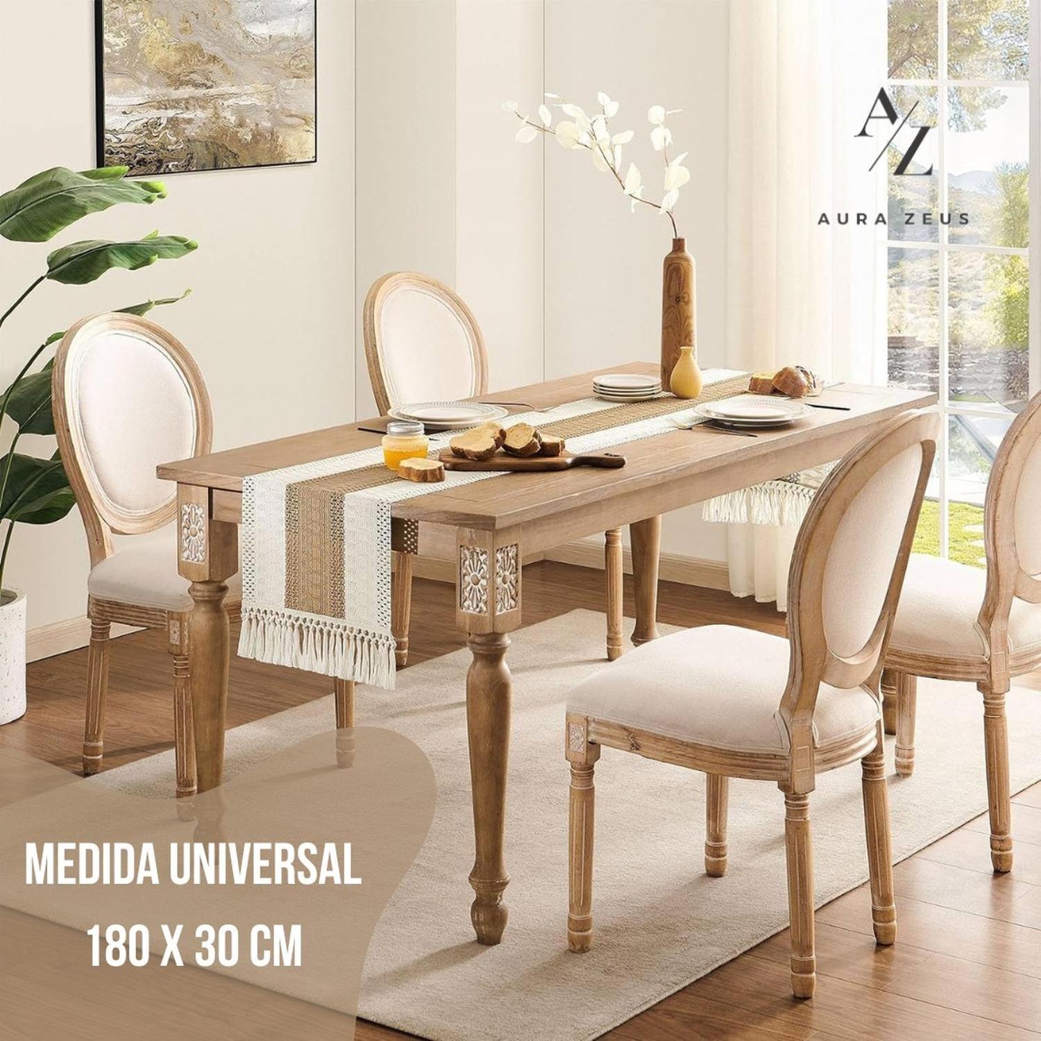 Camino De Mesa Algodon Yute Etnico Mantel De Centro 180x30cm-3