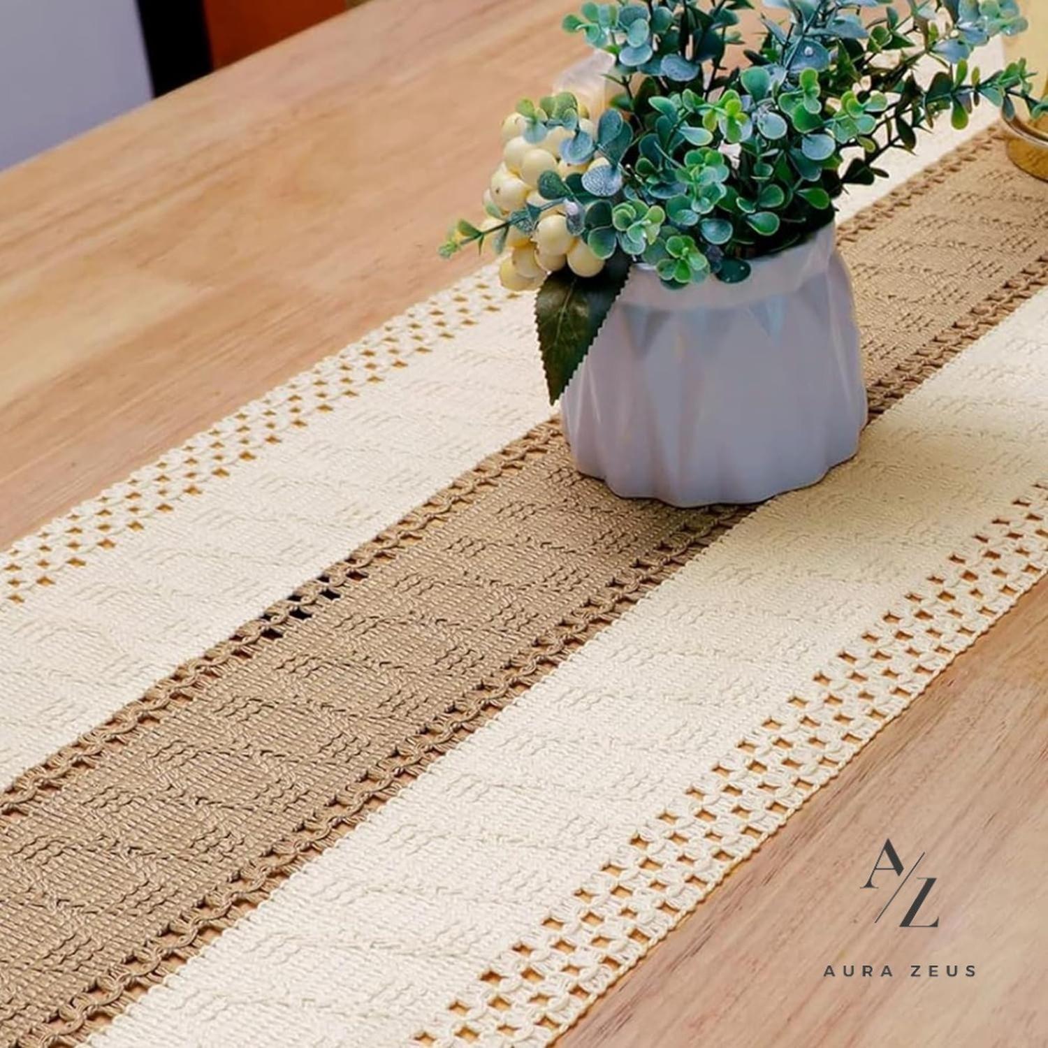 Camino De Mesa Algodon Yute Etnico Mantel De Centro 180x30cm-9