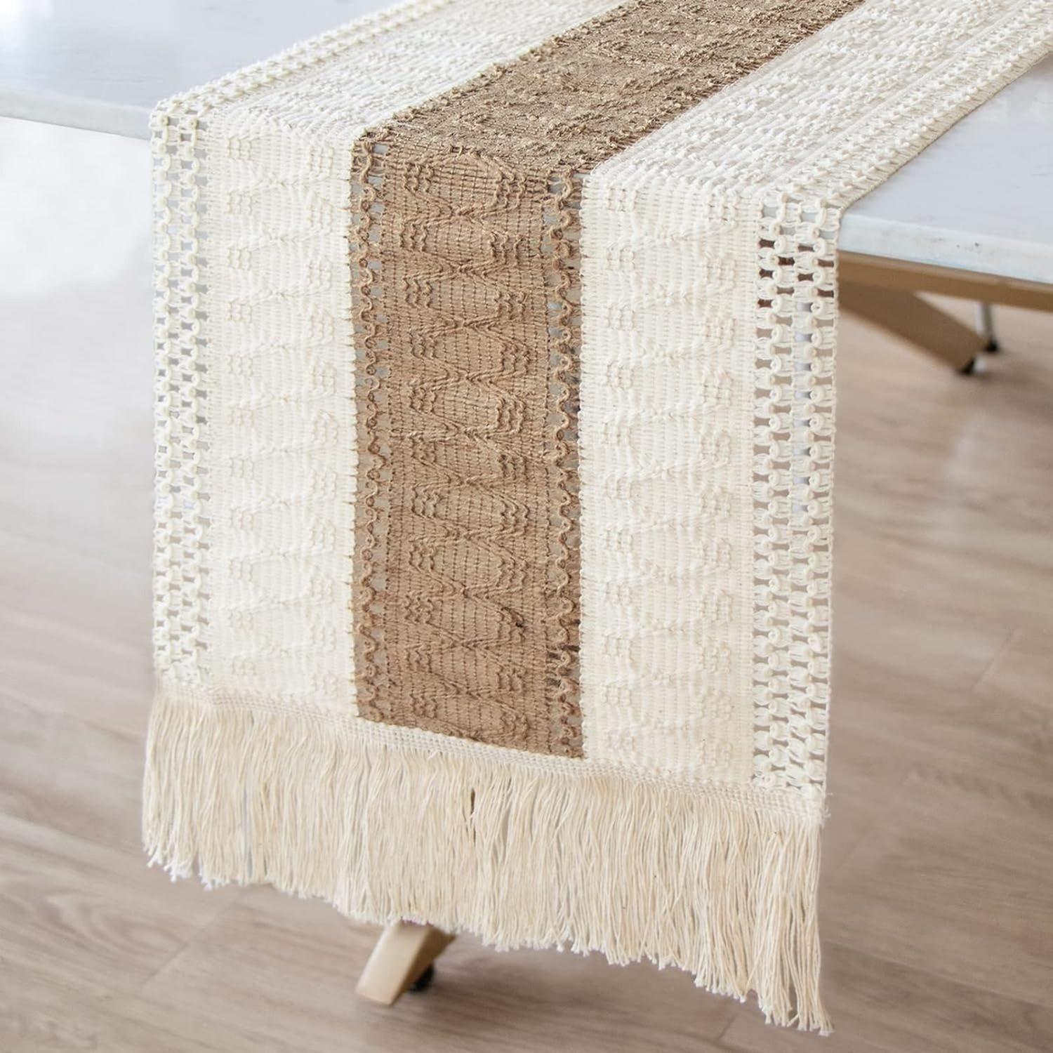 Camino De Mesa Algodon Yute Etnico Mantel De Centro 180x30cm-0