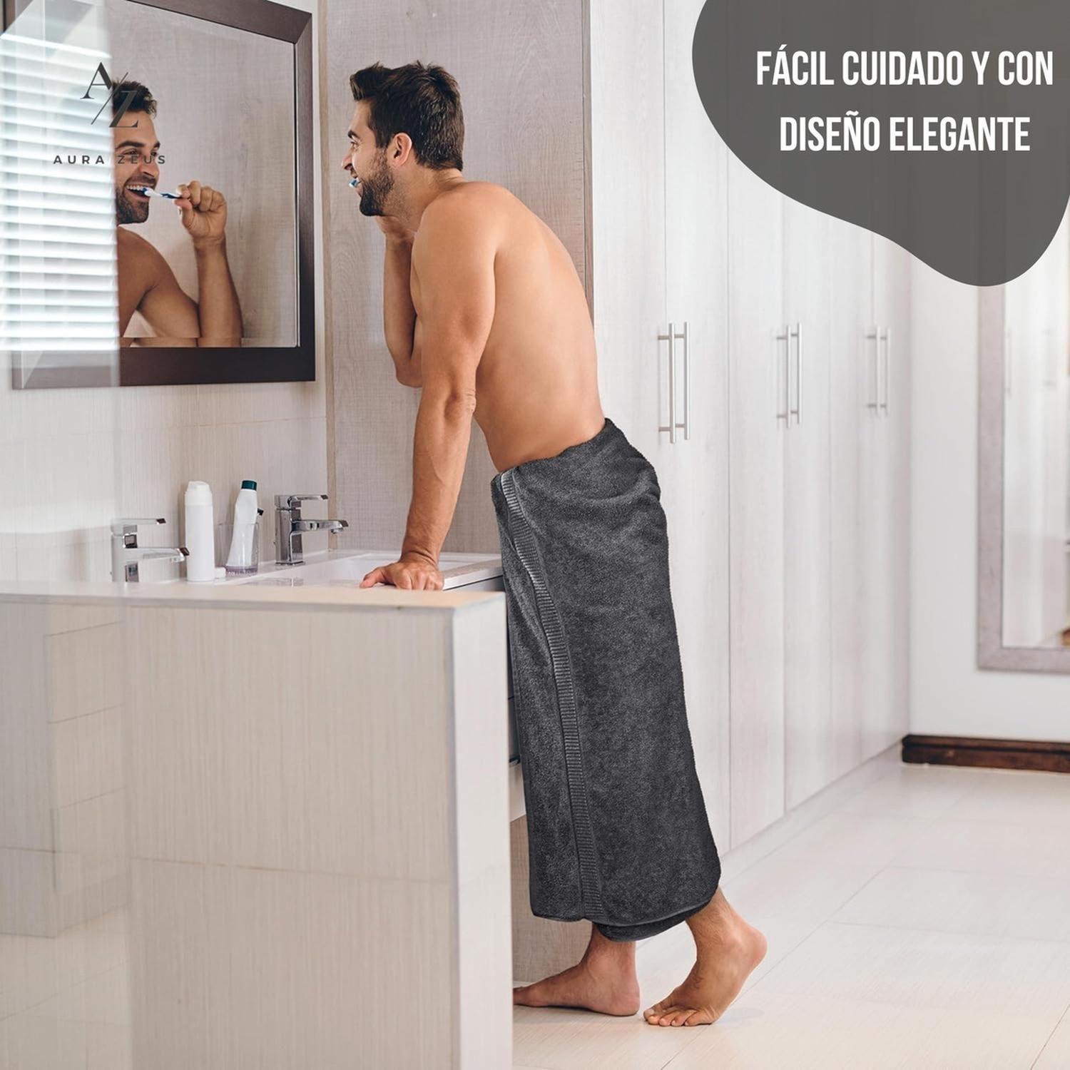 Set De 2 Toallas De Baño 140x70 Cm Algodon 500gr Grandes Az Gris Oscuro-4