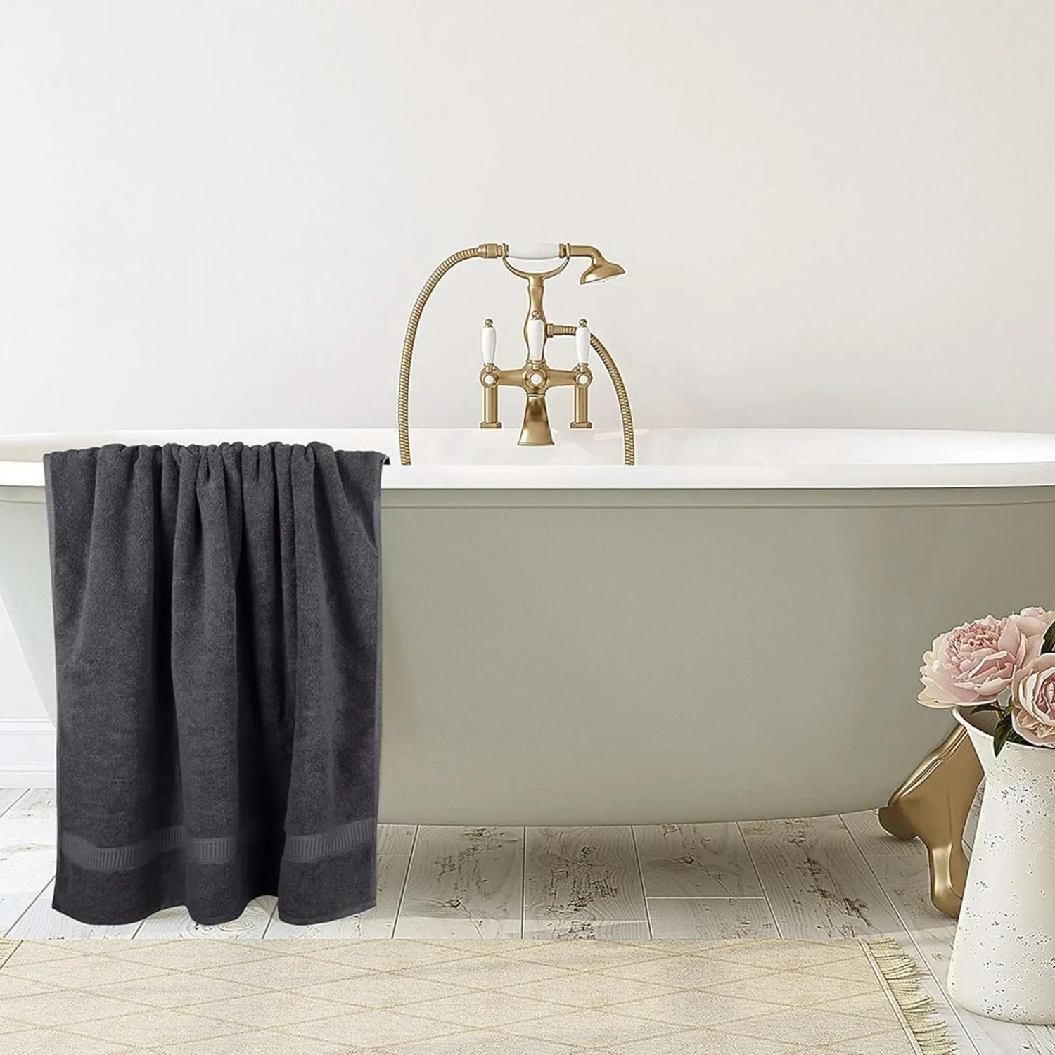 Set De 2 Toallas De Baño 140x70 Cm Algodon 500gr Grandes Az gris-7