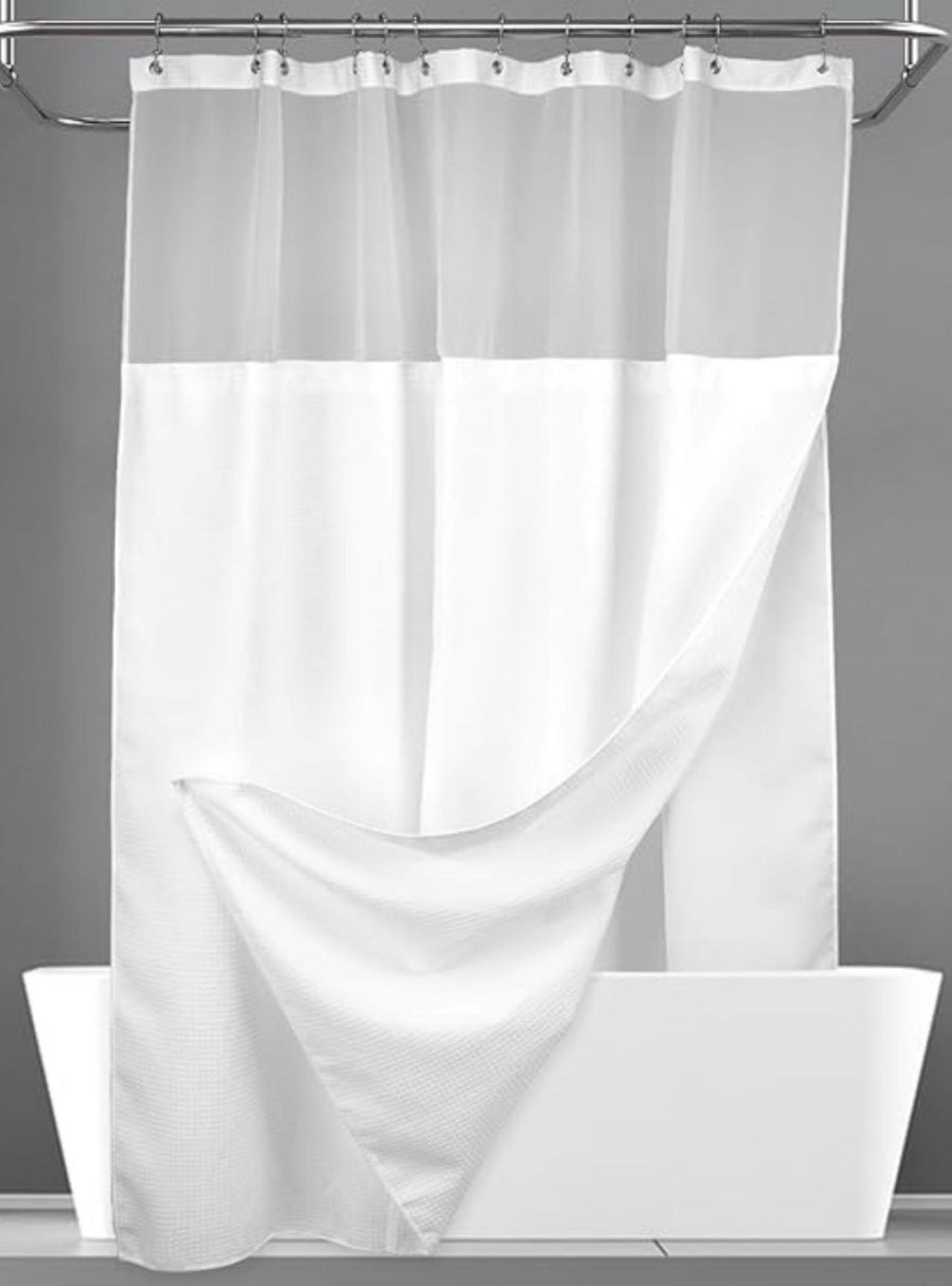Cortina De Baño Ducha Con Forro Y 12 Ganchos 183x183 cm Blanco AZ-0