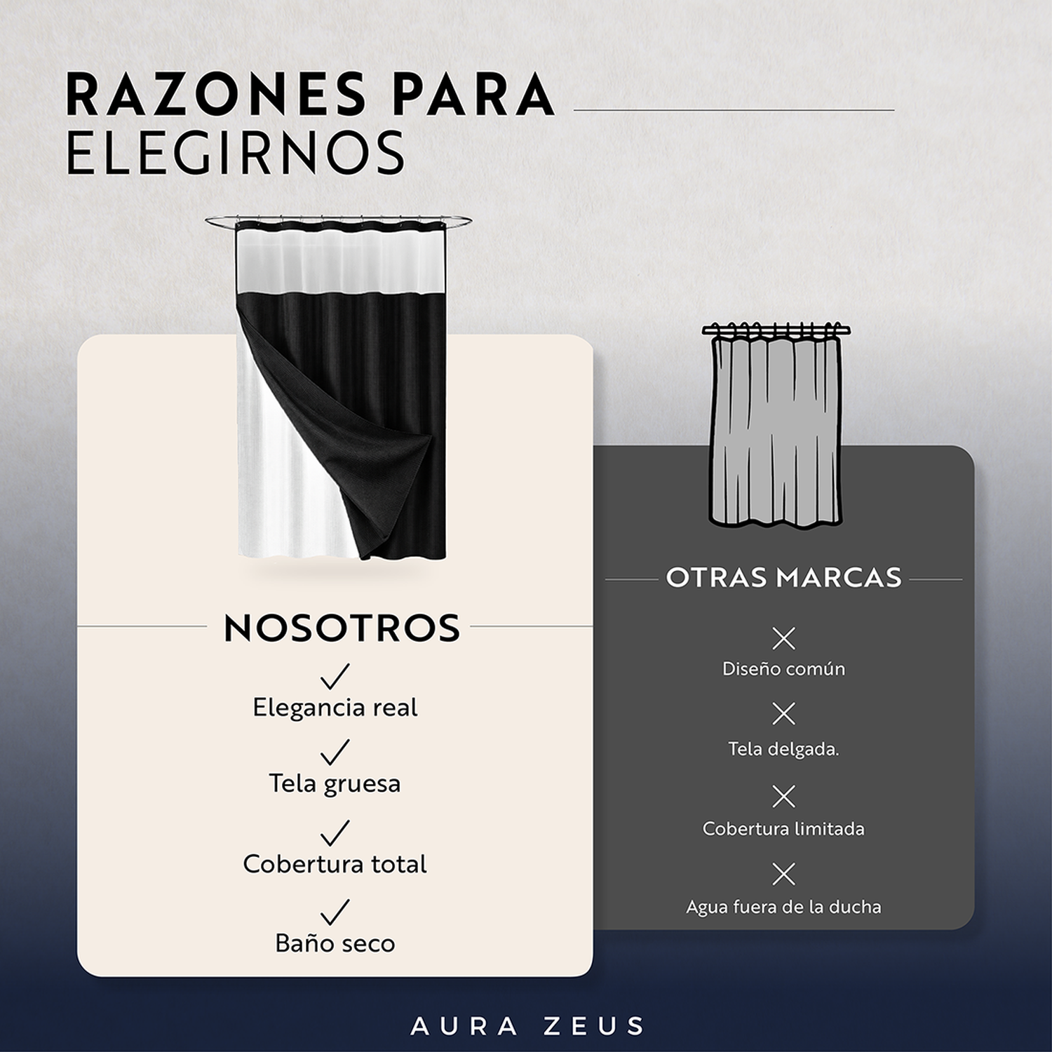 Cortina De Baño Diseño Impermeable + Forro Y 12 Ganchos Az-4
