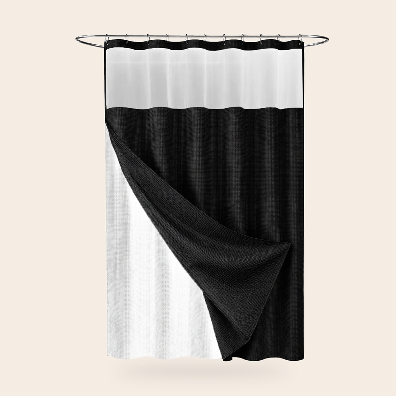 Cortina De Baño Diseño Impermeable + Forro Y 12 Ganchos Az-8