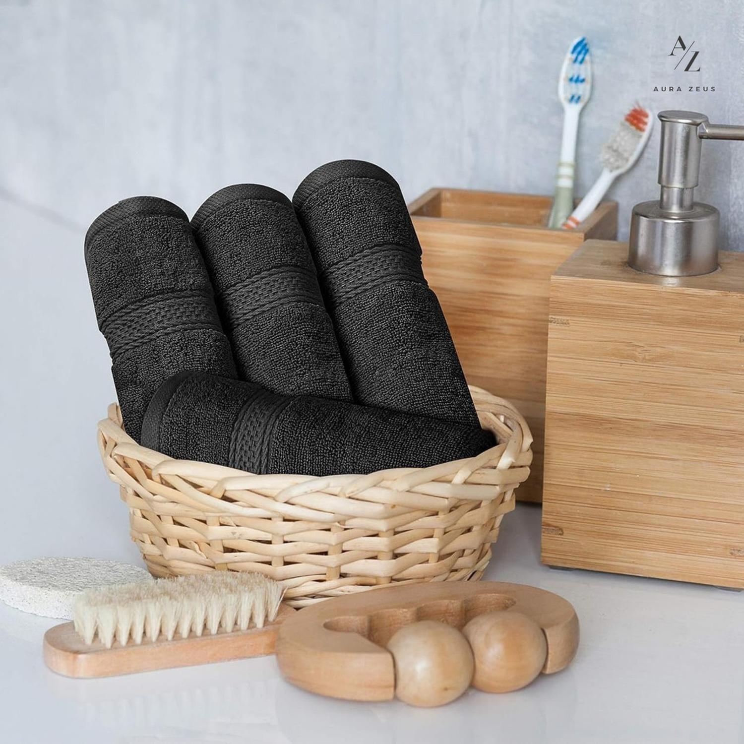 Juego De 4 Toallas Faciales 32x32cm Algodon 500g Set Baño Az-6