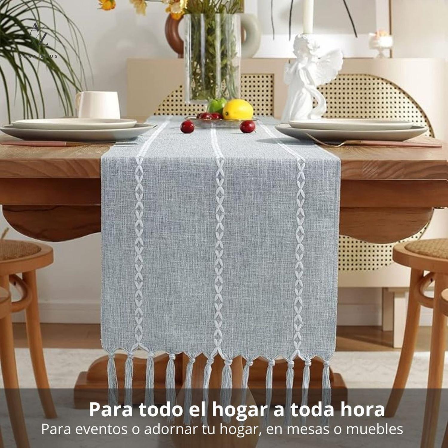 Camino De Mesa Lino Y Algodon Mantel 183x33 Cm Crochet Az-2