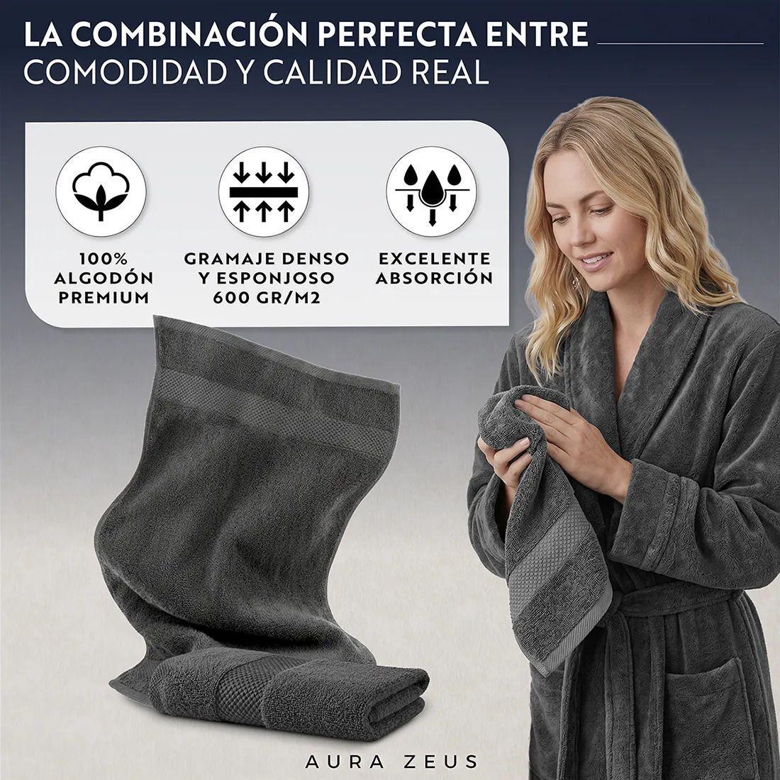 Juego De 2 Toallas De Mano 75x35 Cm Algodon 600gr/m2 Baño Set Az-4