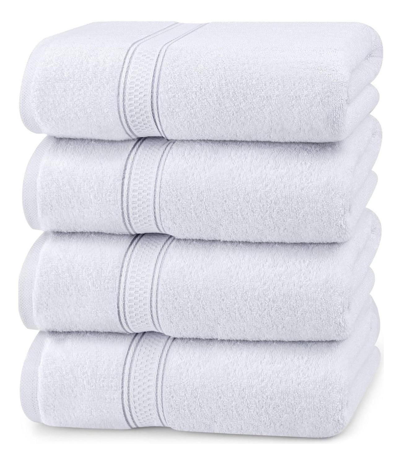 Set De 4 Toallas De Baño 140x70 Cm Algodon 500gr Grandes Az Blanco-0