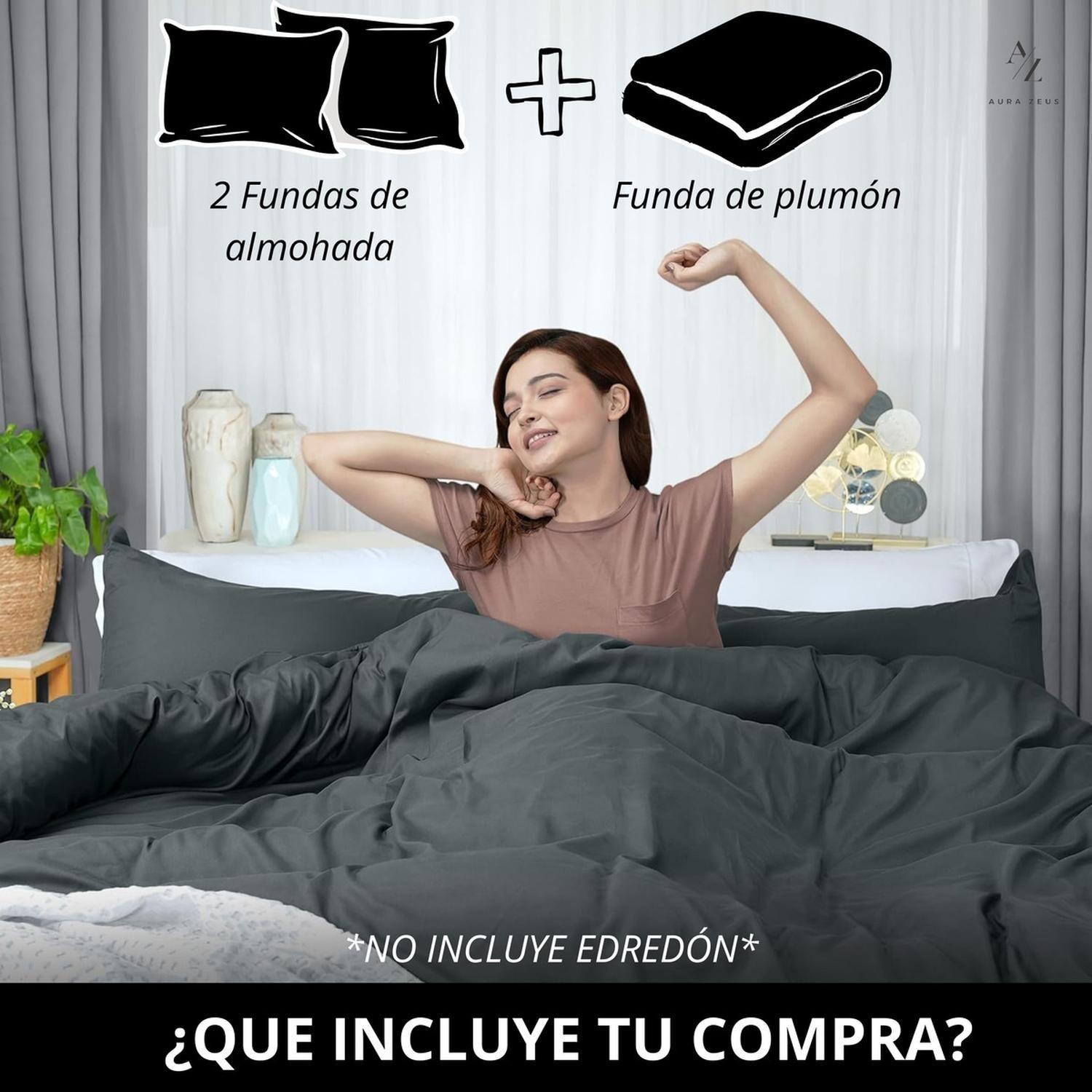 Funda Plumon Duvet Edredon 1800 Hilos Microfibra Sabana Az-2