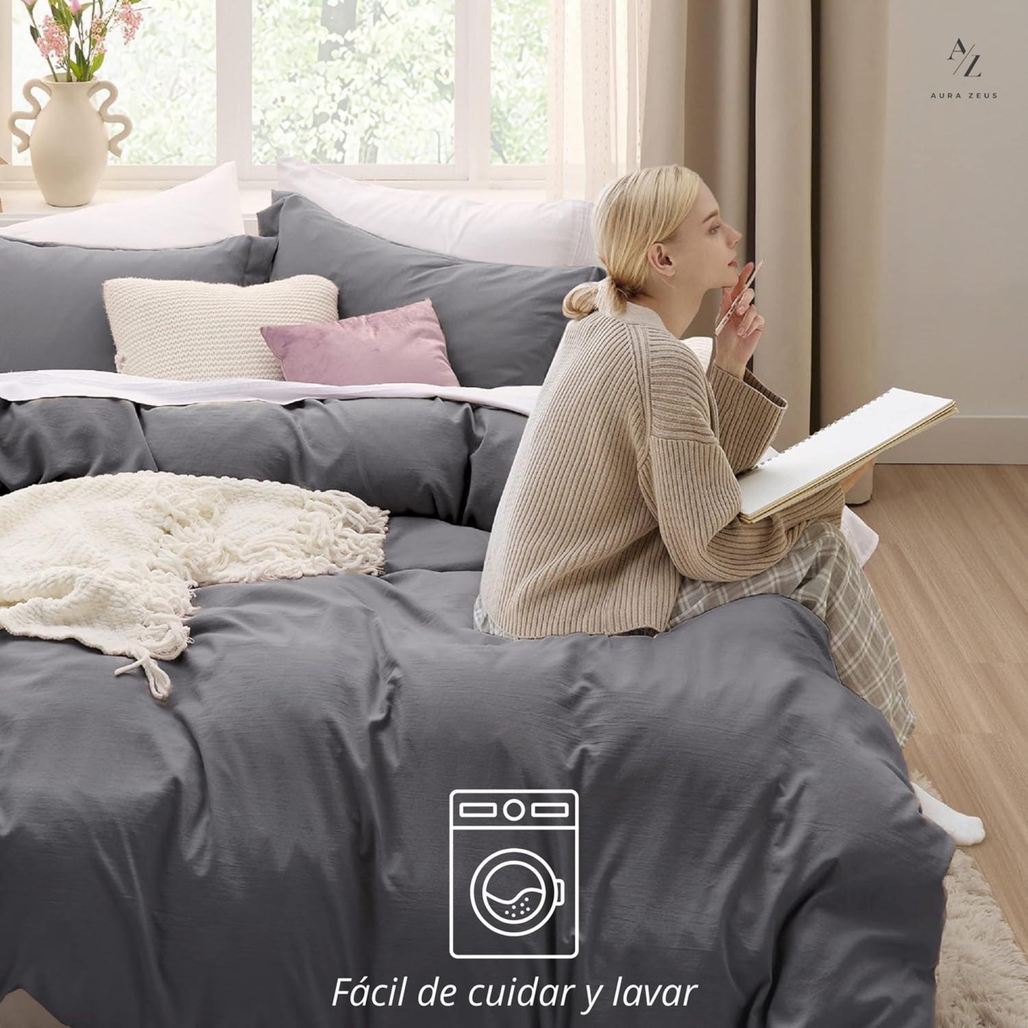 Funda Plumon Duvet Edredon 1800 Hilos Microfibra Sabana Az-4