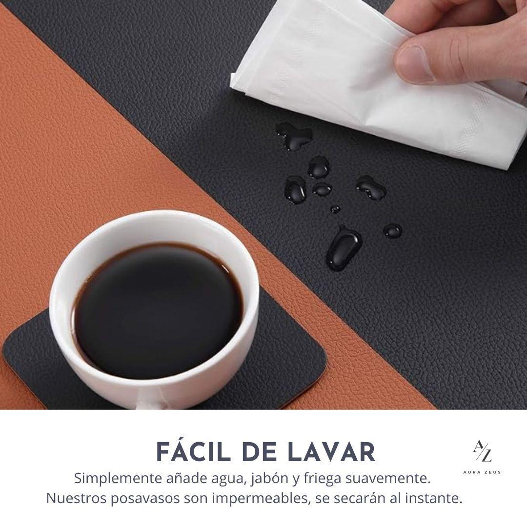 Set 4 Posavasos Ecocuero Antimanchas Mesa Circular 2 en 1-5