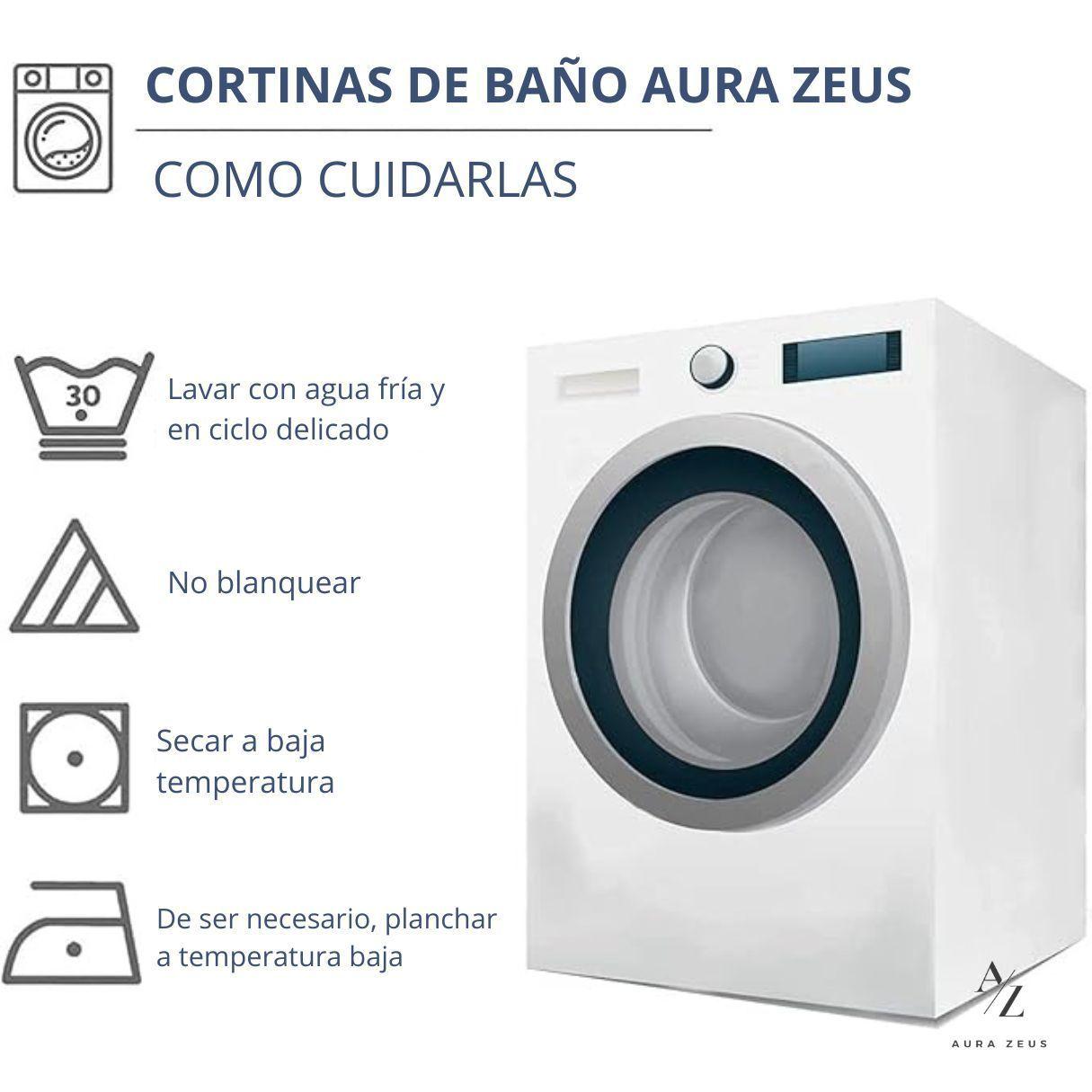 Cortina De Baño Diseño Impermeable Tela Bano + 12 Ganchos Aura Zeus-4