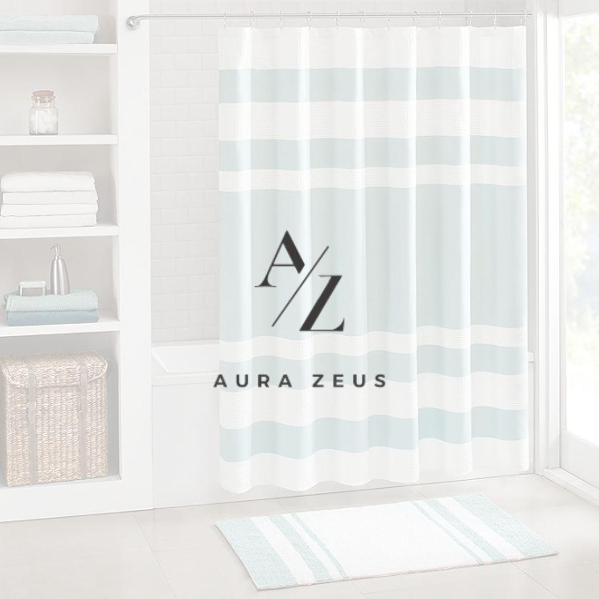Cortina De Baño Diseño Impermeable Tela Bano + 12 Ganchos Aura Zeus-7