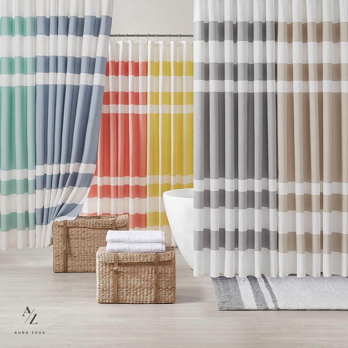 Cortina De Baño Diseño Impermeable Tela Bano + 12 Ganchos Aura Zeus-5