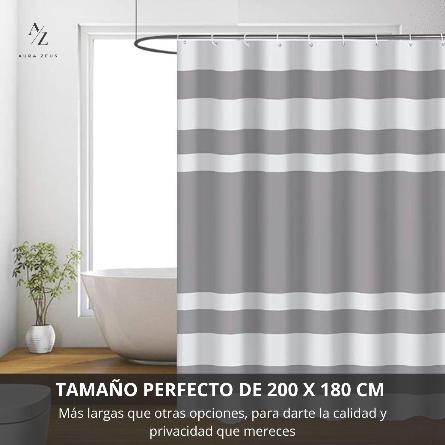 Cortina De Baño Diseño Impermeable Tela Bano + 12 Ganchos 200x180 Cm Aura Zeus-2
