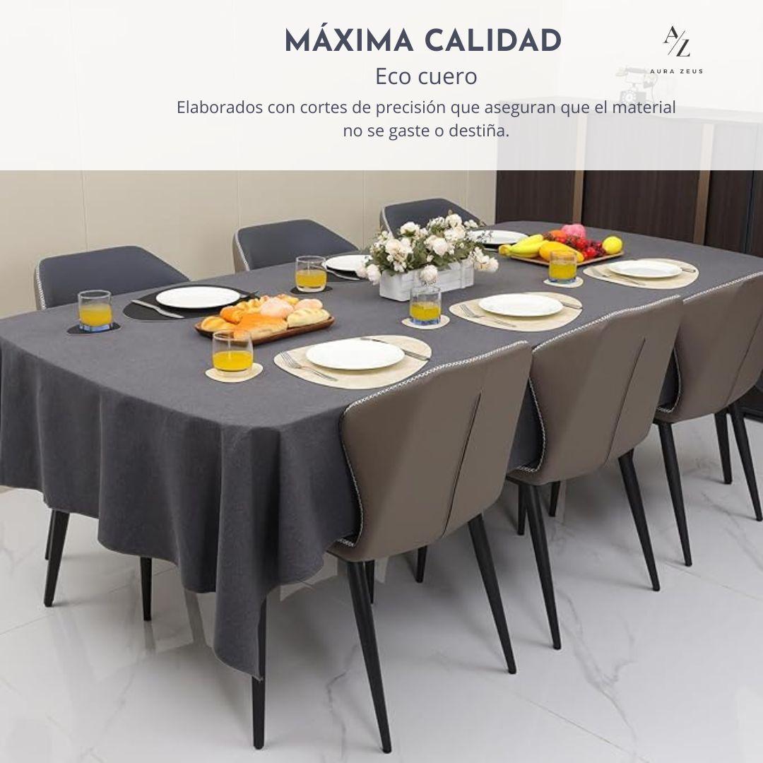 Set 4 Individuales + 4 Posavasos Ecocuero Antimanchas Mesa Antideslizante-3