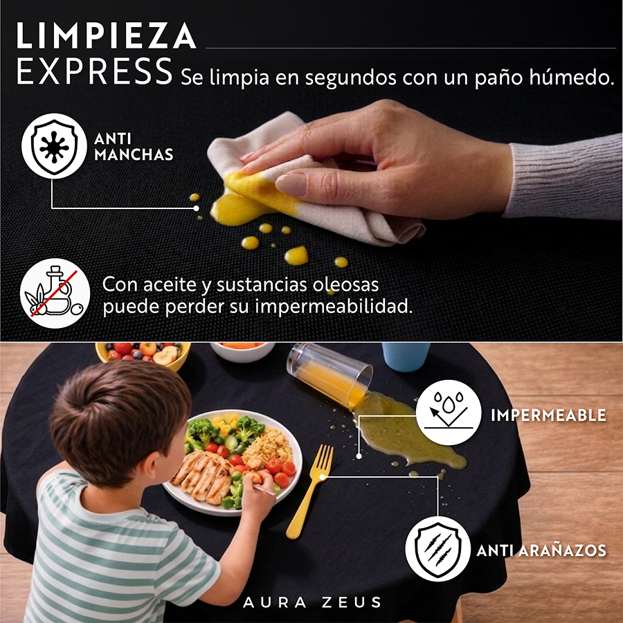 Mantel De Mesa Redondo Tela Hule Antimancha Impermeable Az-4
